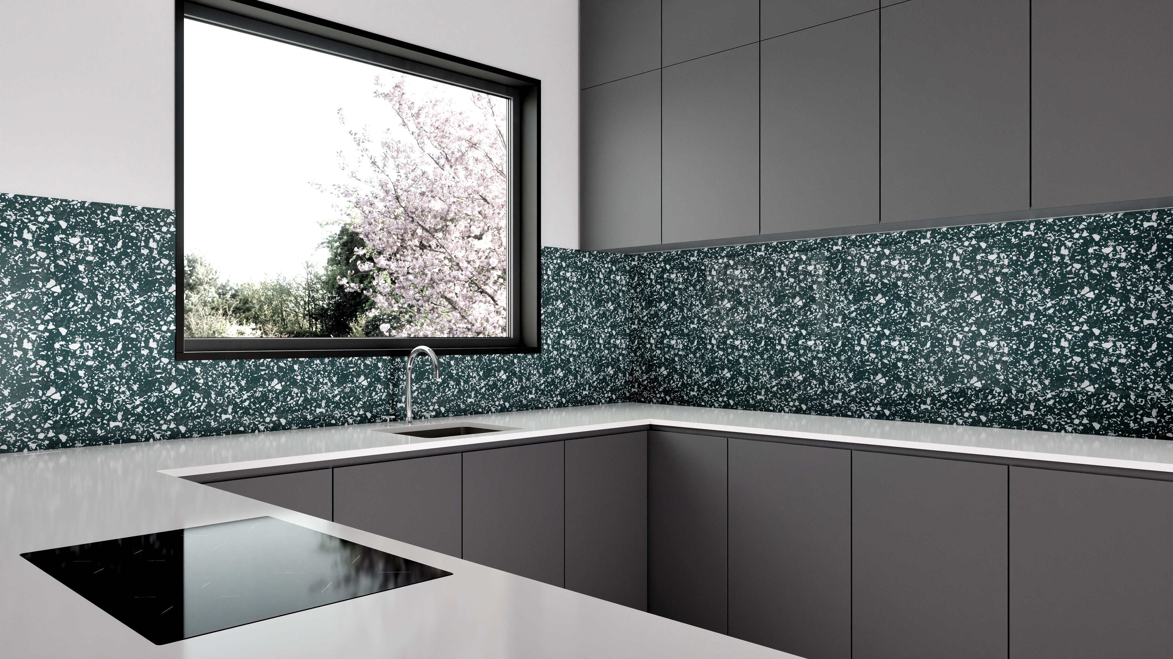 Küchenrückwand - Pietre - Terrazzo - Verde petrolio Slide 1
