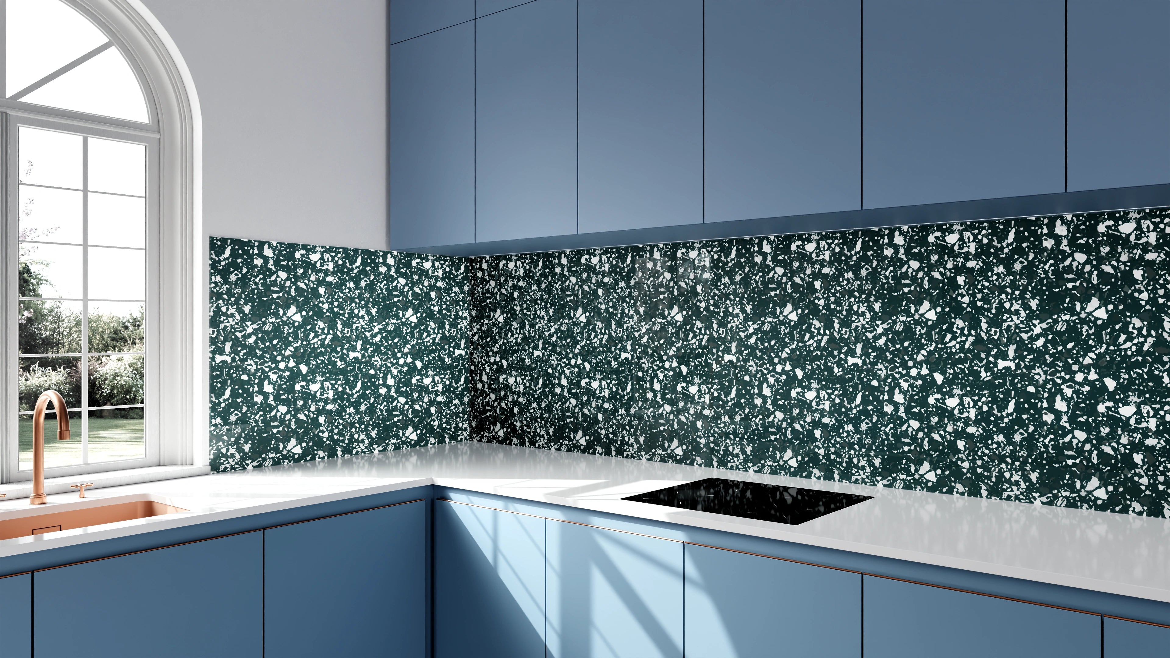 Küchenrückwand - Pietre - Terrazzo - Verde petrolio Slide 2
