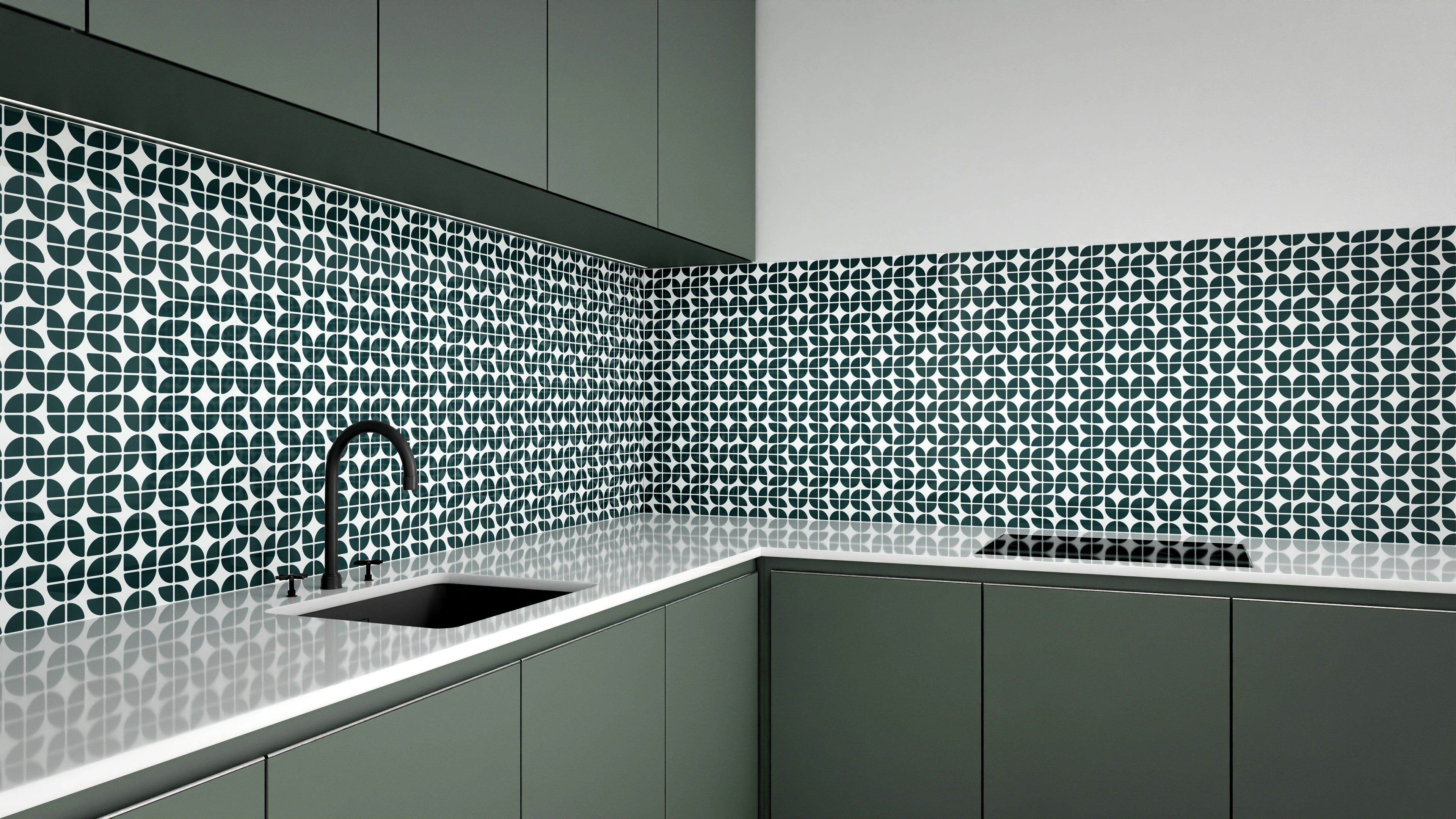 Küchenrückwand - Retro - Grazia - Verde petrolio Slide 3