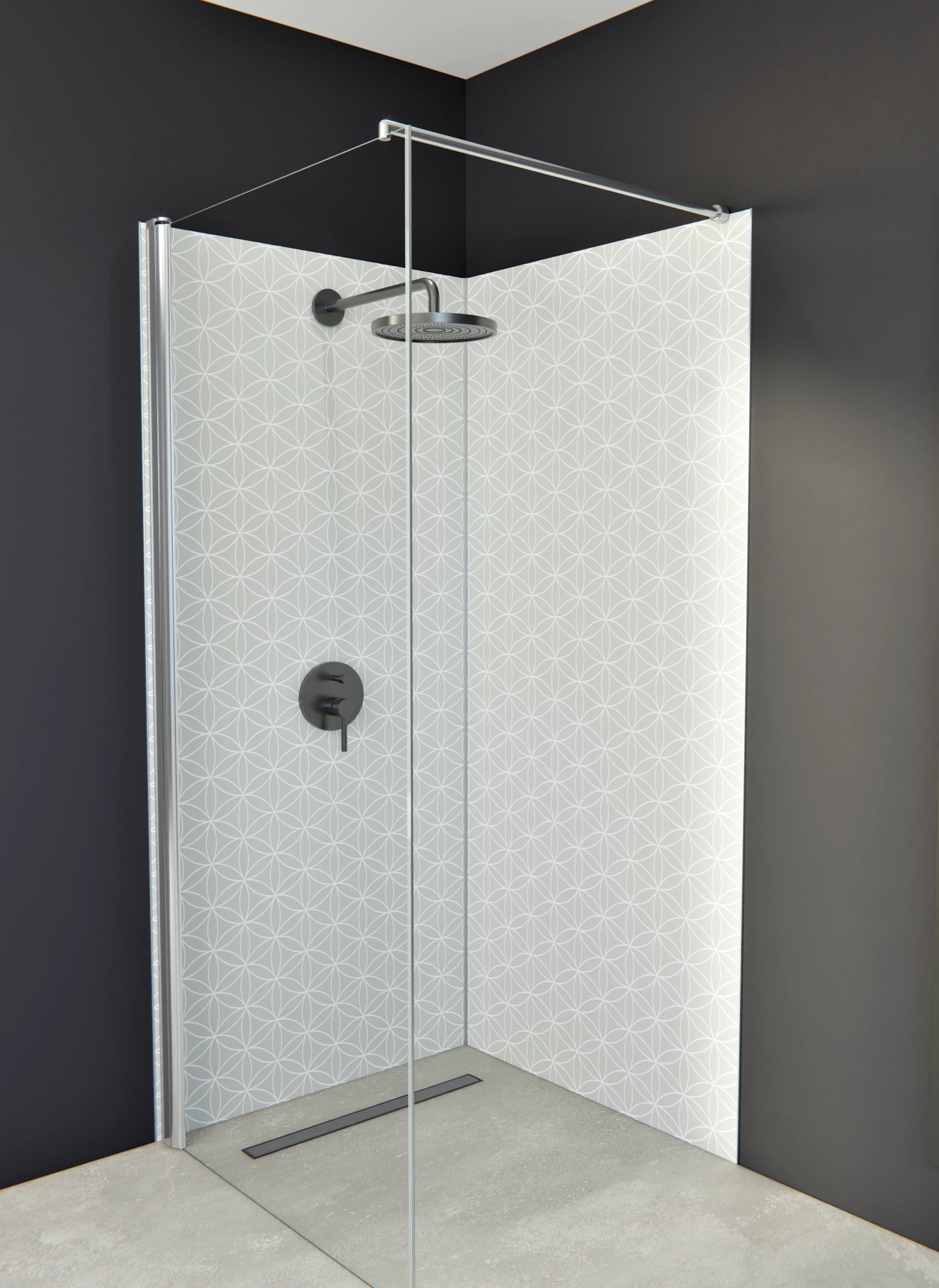 Duschrückwand - Geometrica - Fiori - Argento