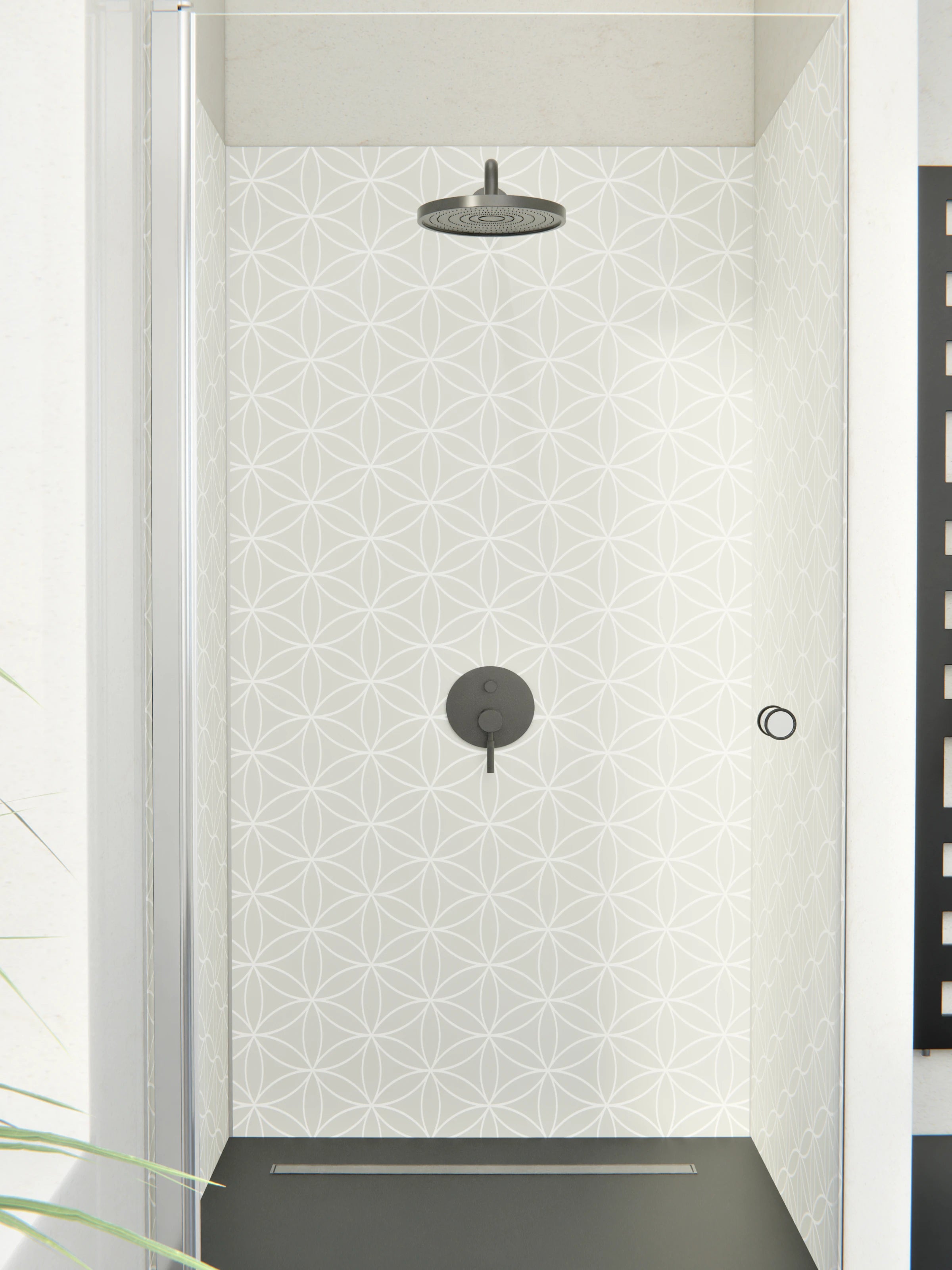 Duschrückwand - Geometrica - Fiori - Argento