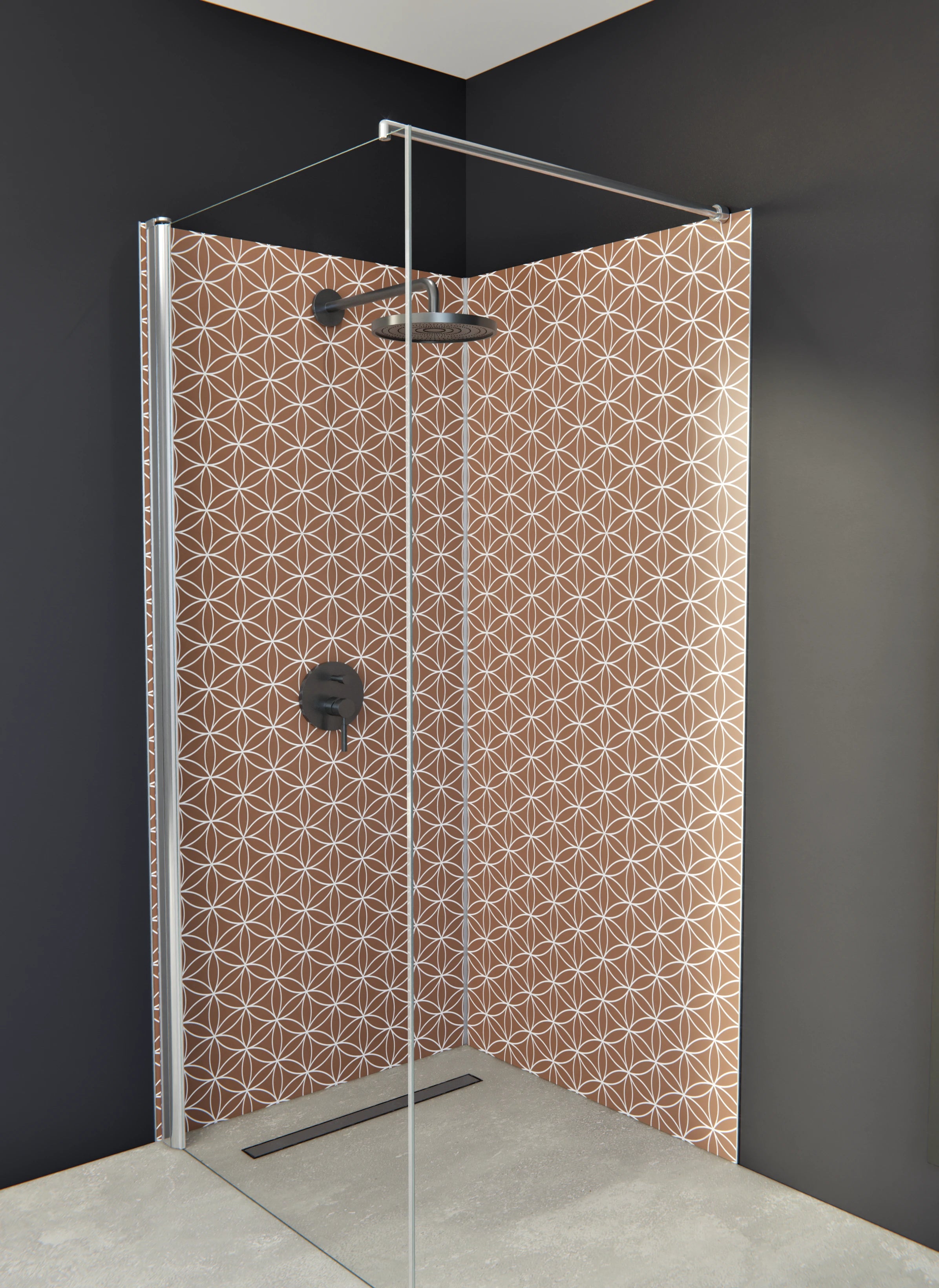 Duschrückwand - Geometrica - Fiori - Cannella