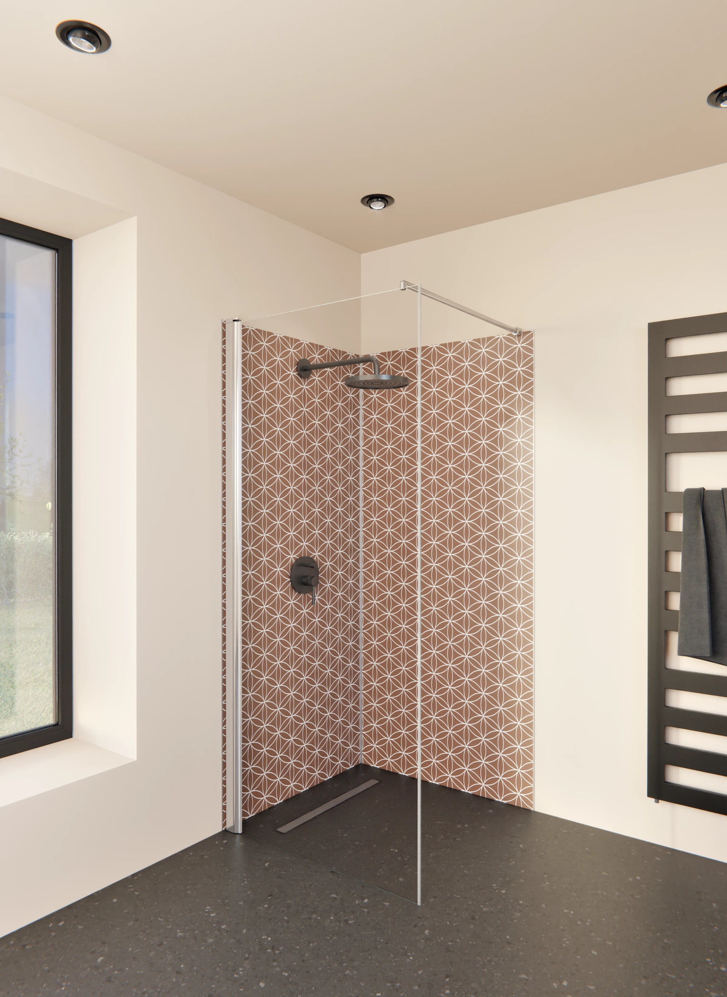 Duschrückwand - Geometrica - Fiori - Cannella