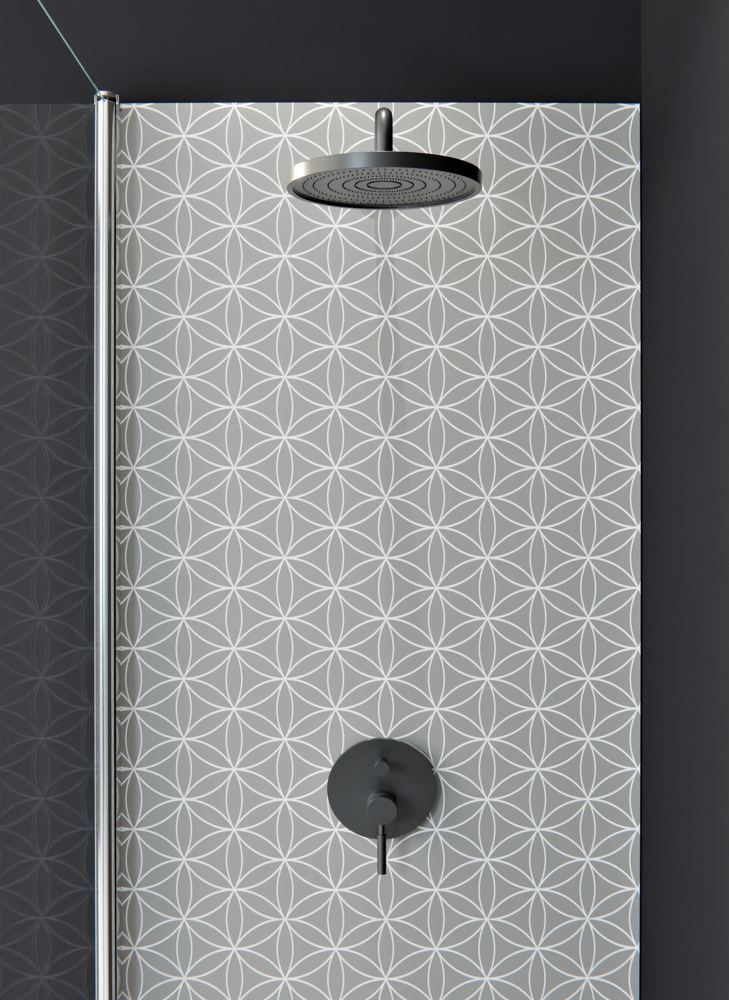 Duschrückwand - Geometrica - Fiori - Cemento