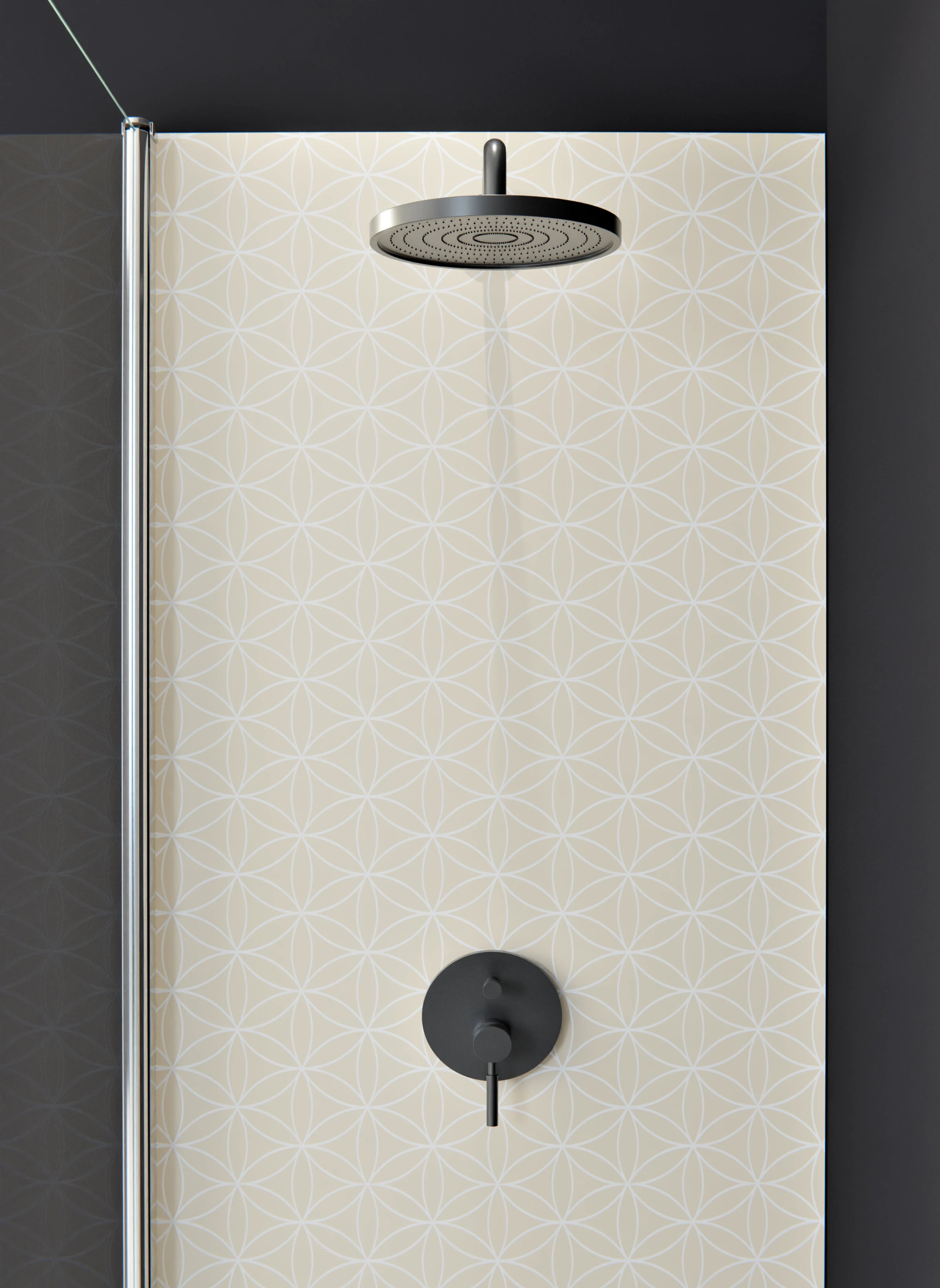 Duschrückwand - Geometrica - Fiori - Crema