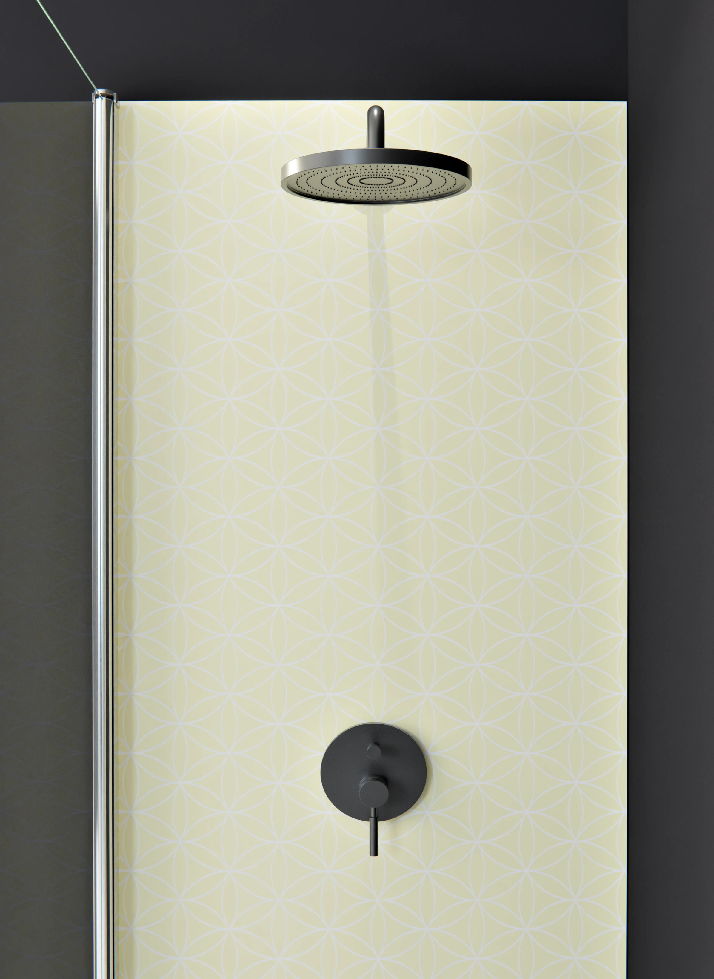 Duschrückwand - Geometrica - Fiori - Limone crema