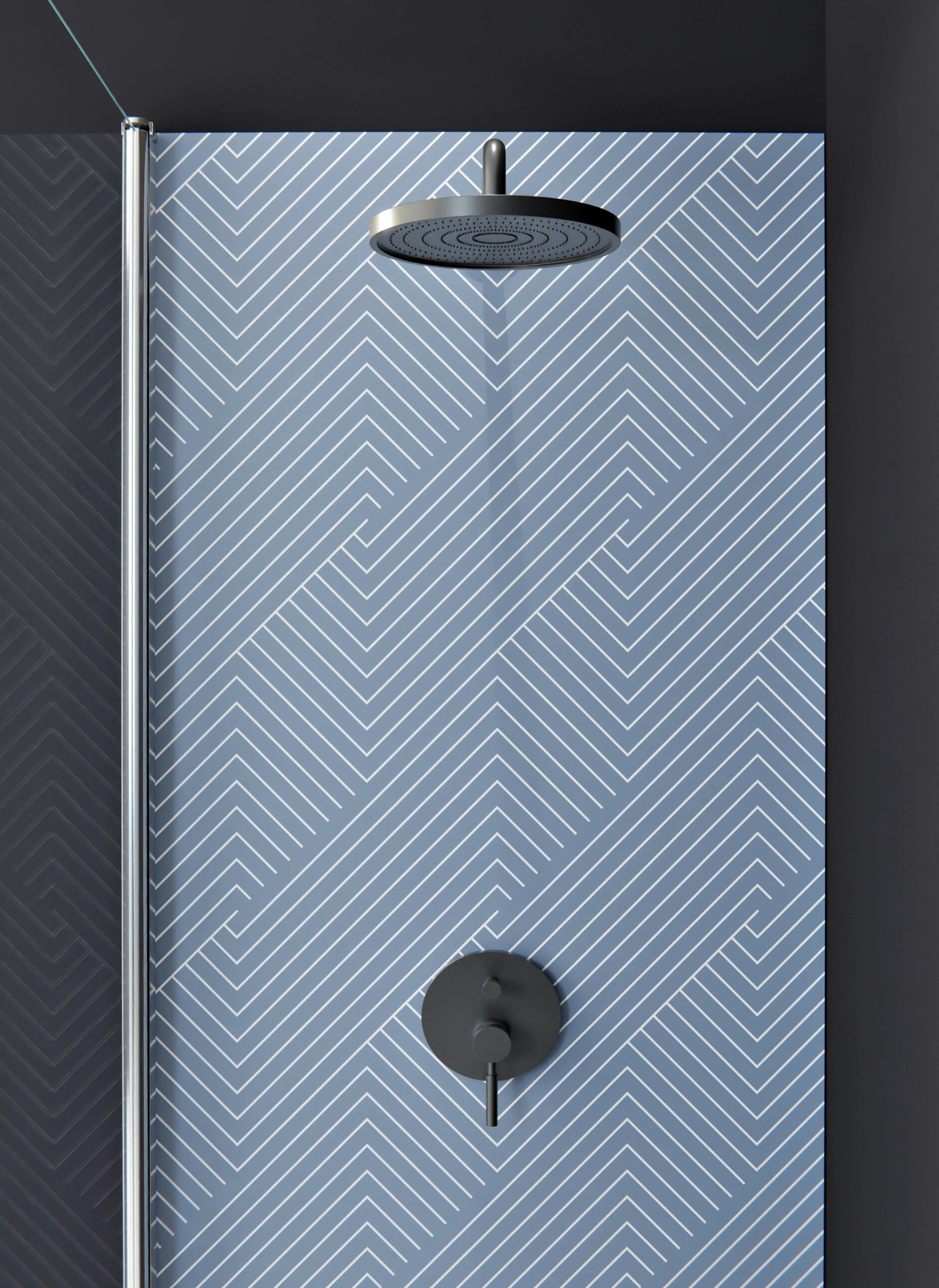 Duschrückwand - Geometrica - Intreccio  - Azzurro polvere