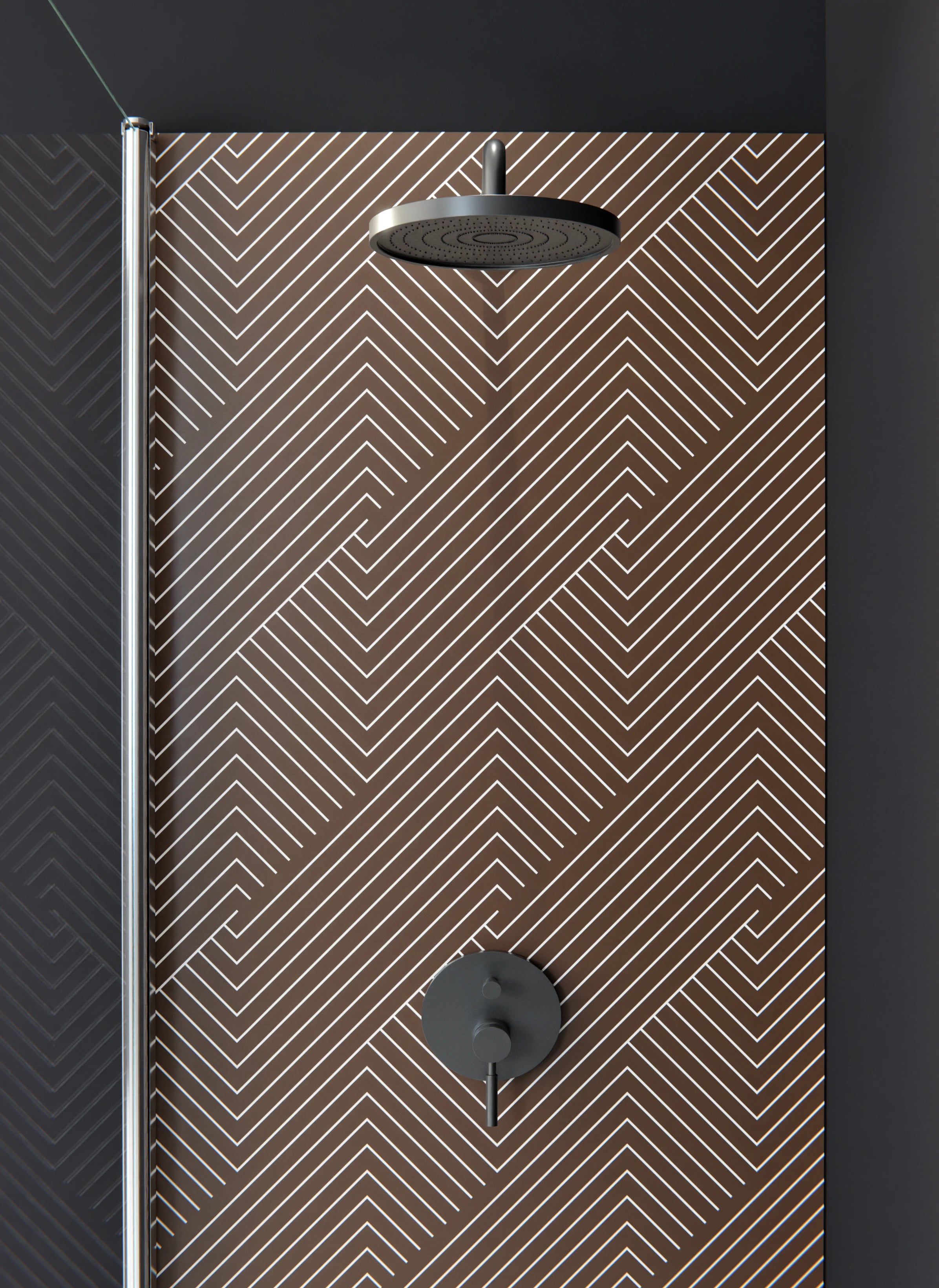 Duschrückwand - Geometrica - Intreccio  - Caffè