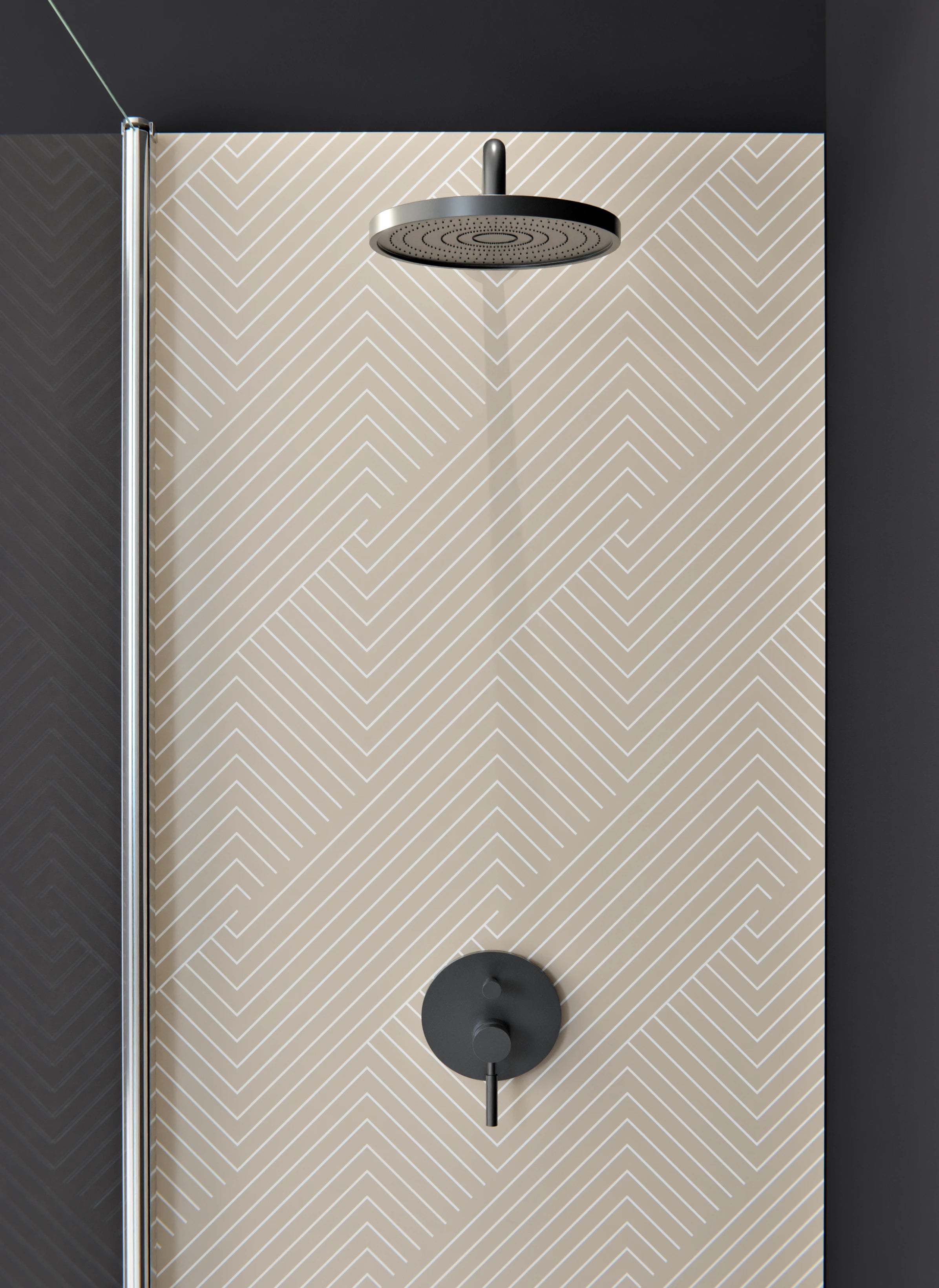 Duschrückwand - Geometrica - Intreccio  - Cappuccino