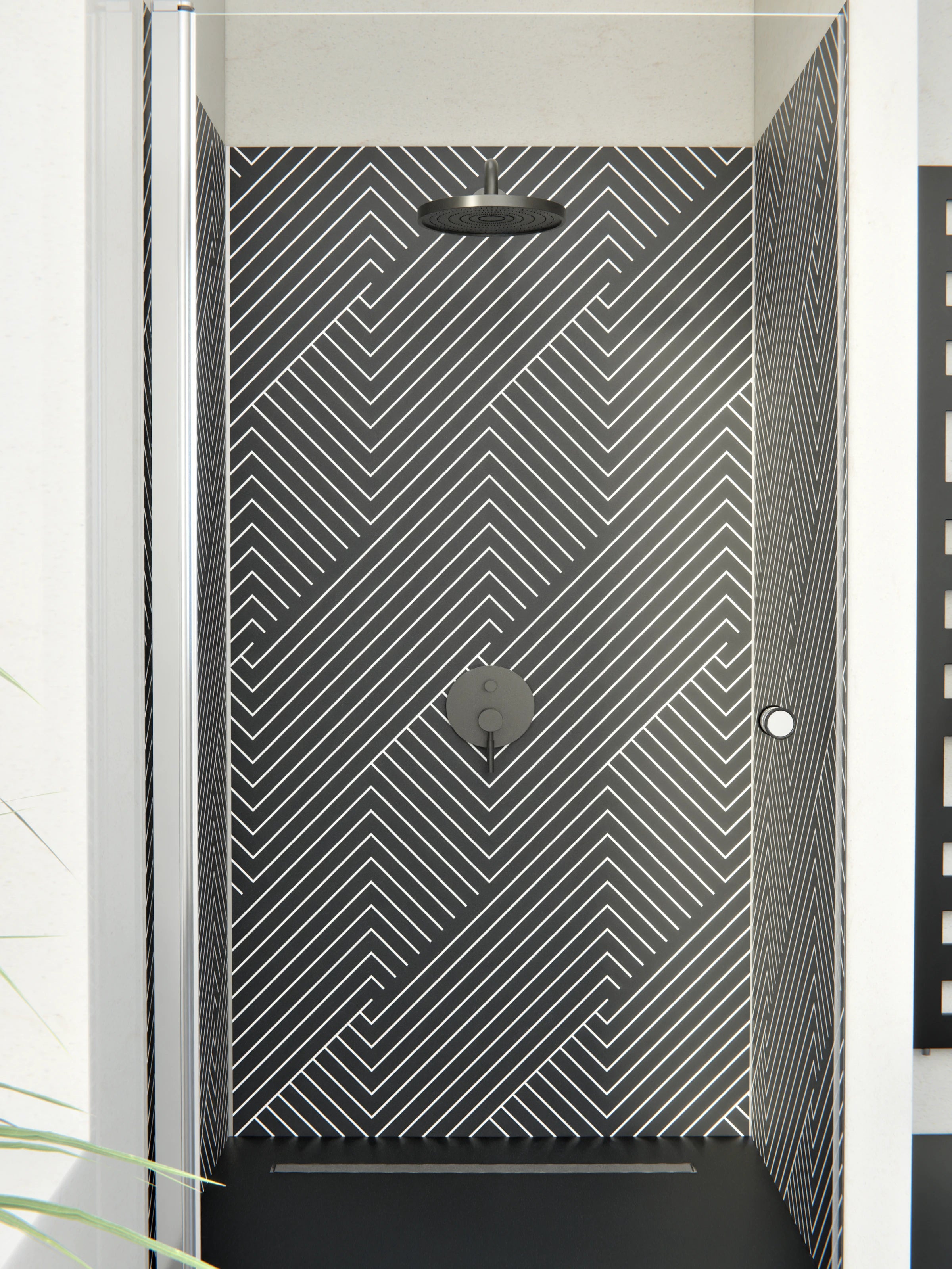 Duschrückwand - Geometrica - Intreccio  - Carbone