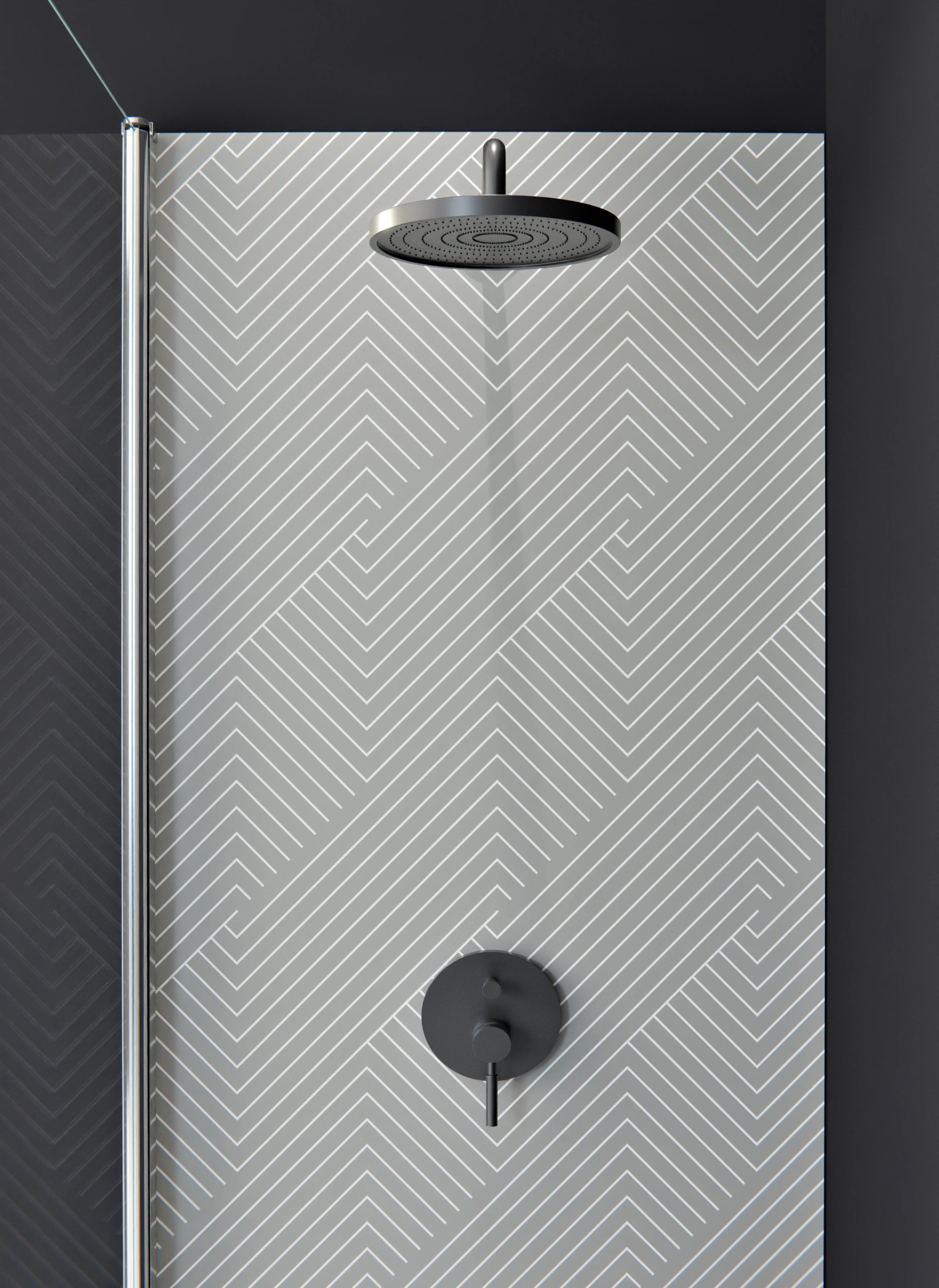 Duschrückwand - Geometrica - Intreccio  - Cemento