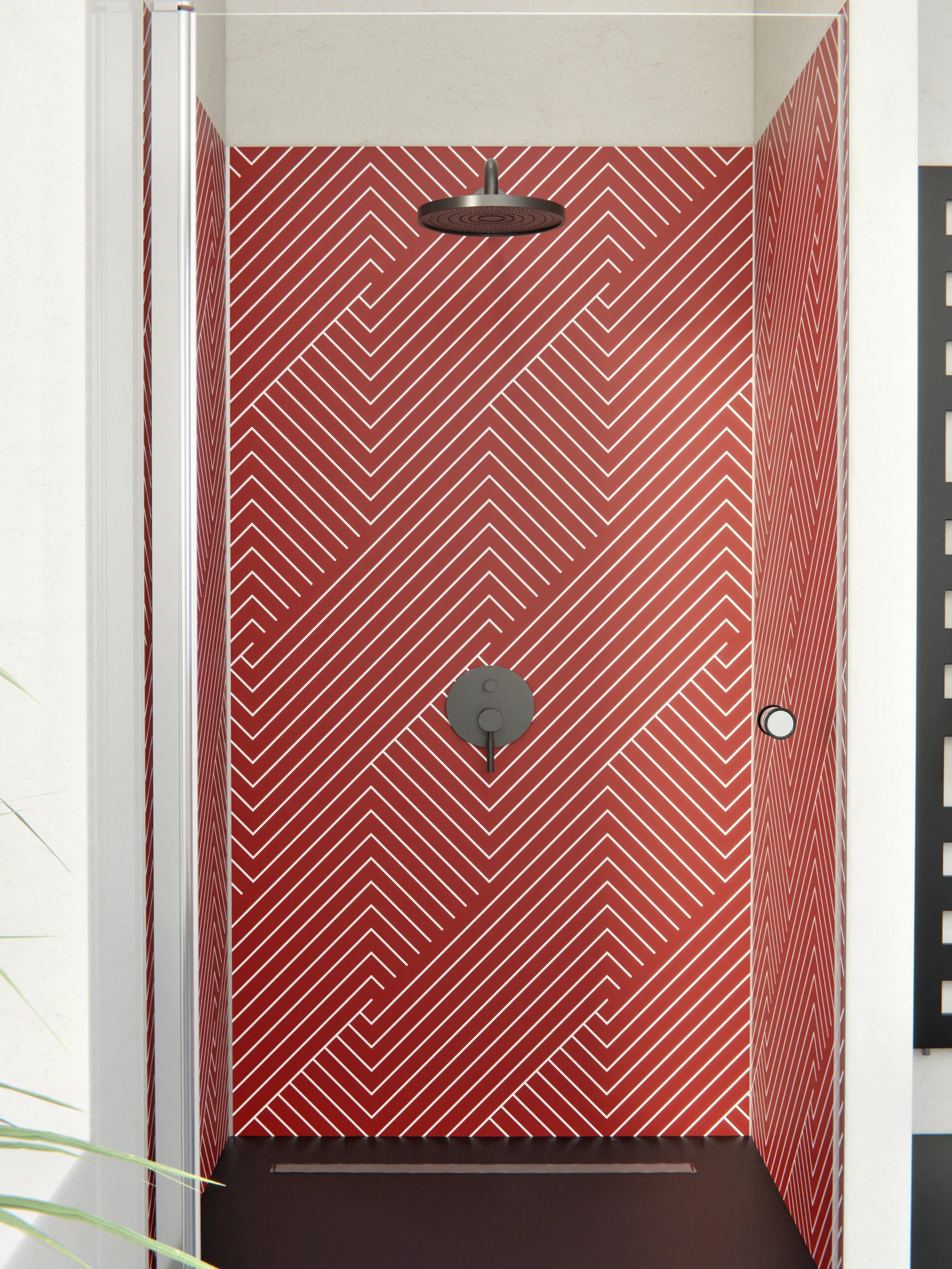 Duschrückwand - Geometrica - Intreccio  - Granata