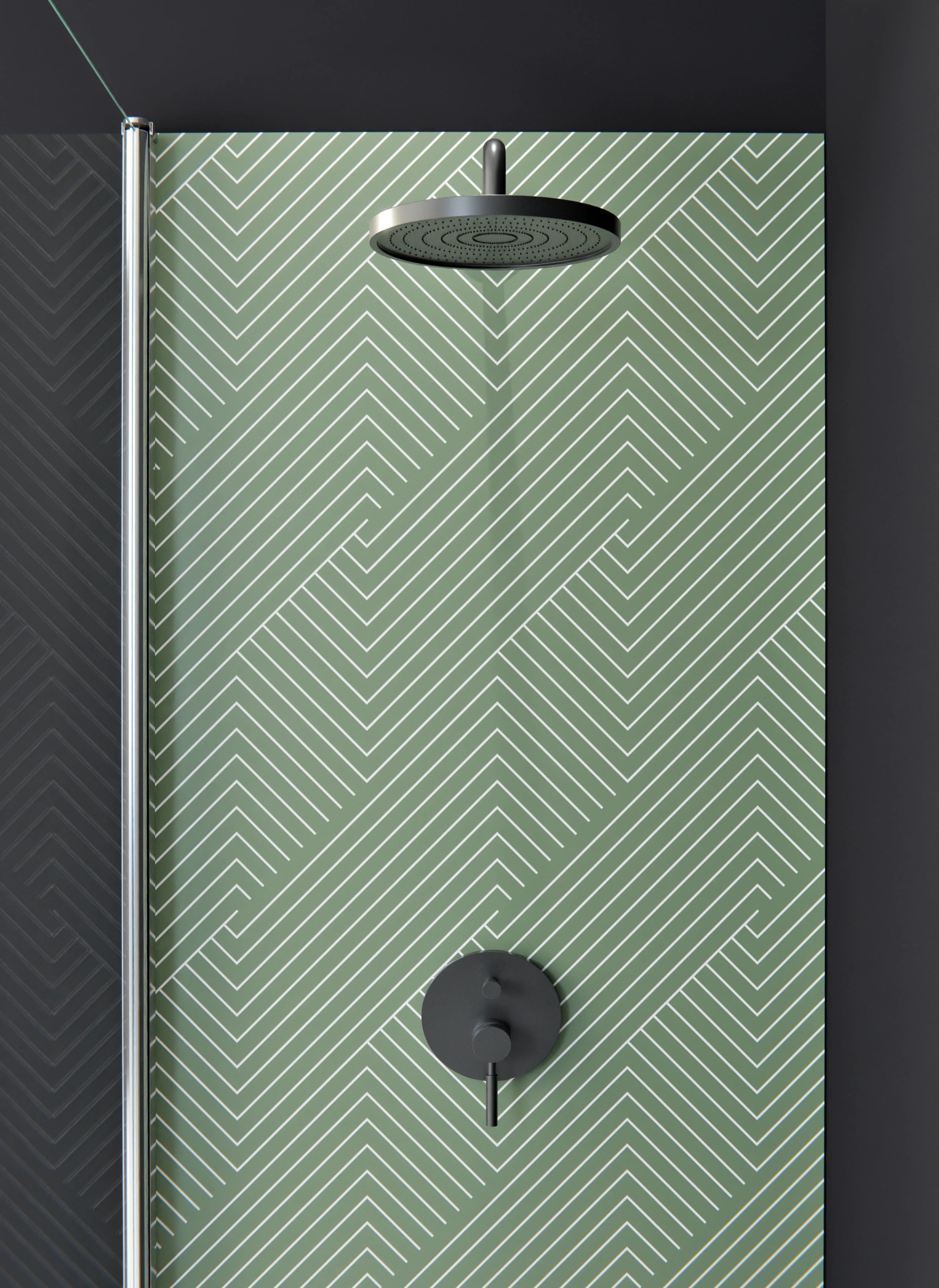 Duschrückwand - Geometrica - Intreccio  - Oliva