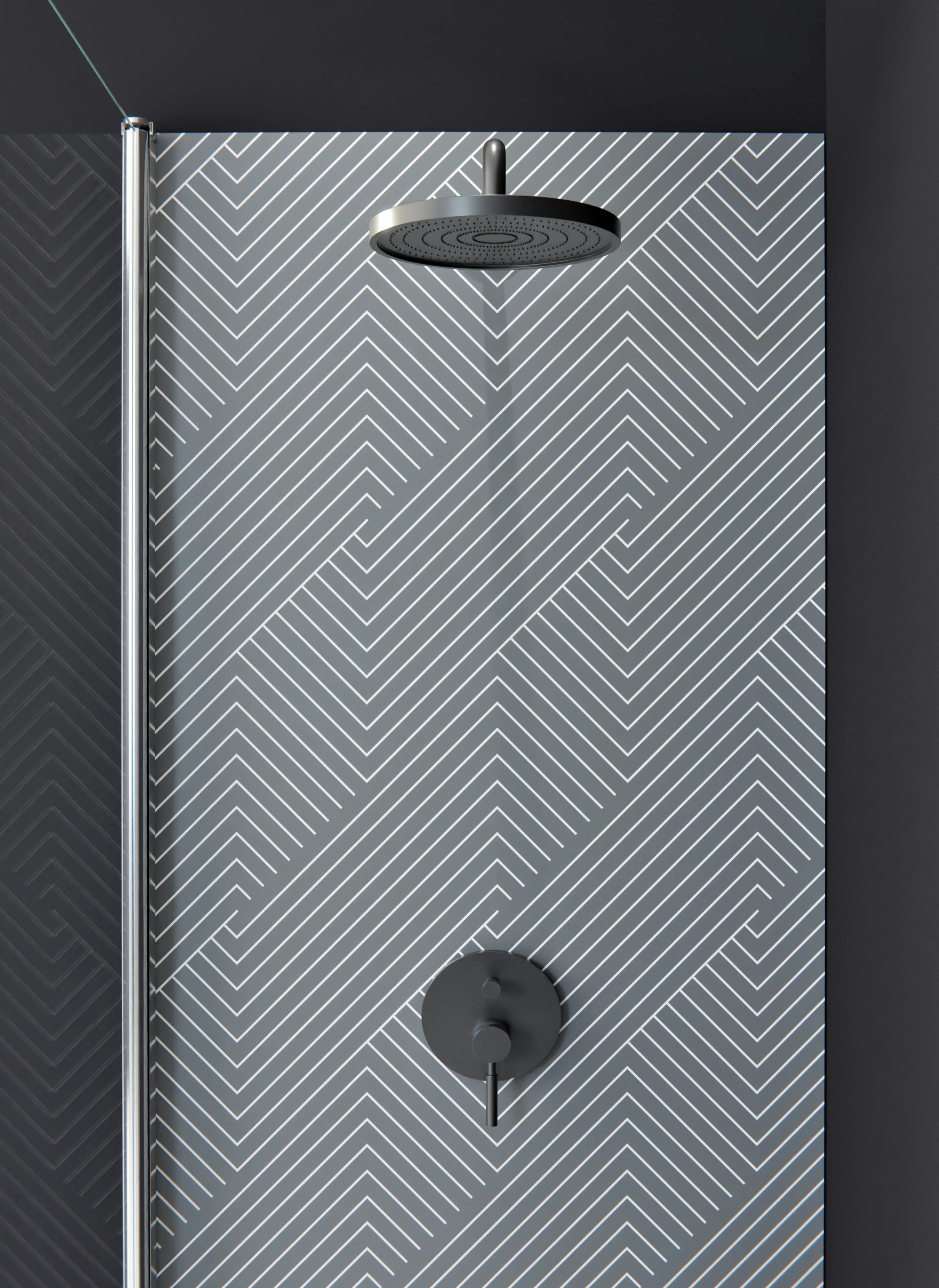 Duschrückwand - Geometrica - Intreccio  - Piombo