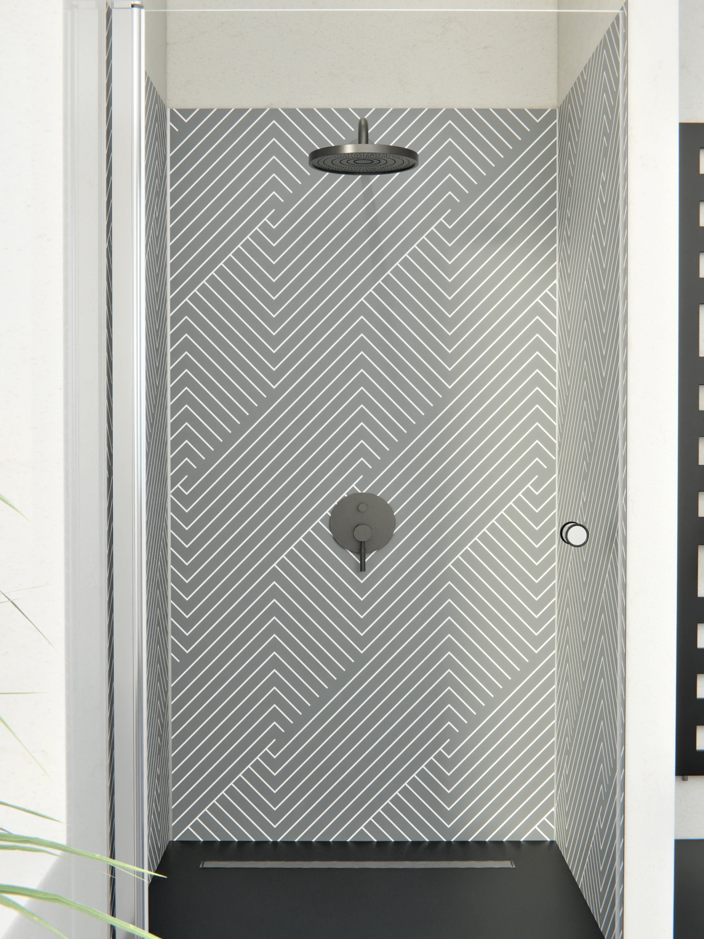 Duschrückwand - Geometrica - Intreccio  - Piombo