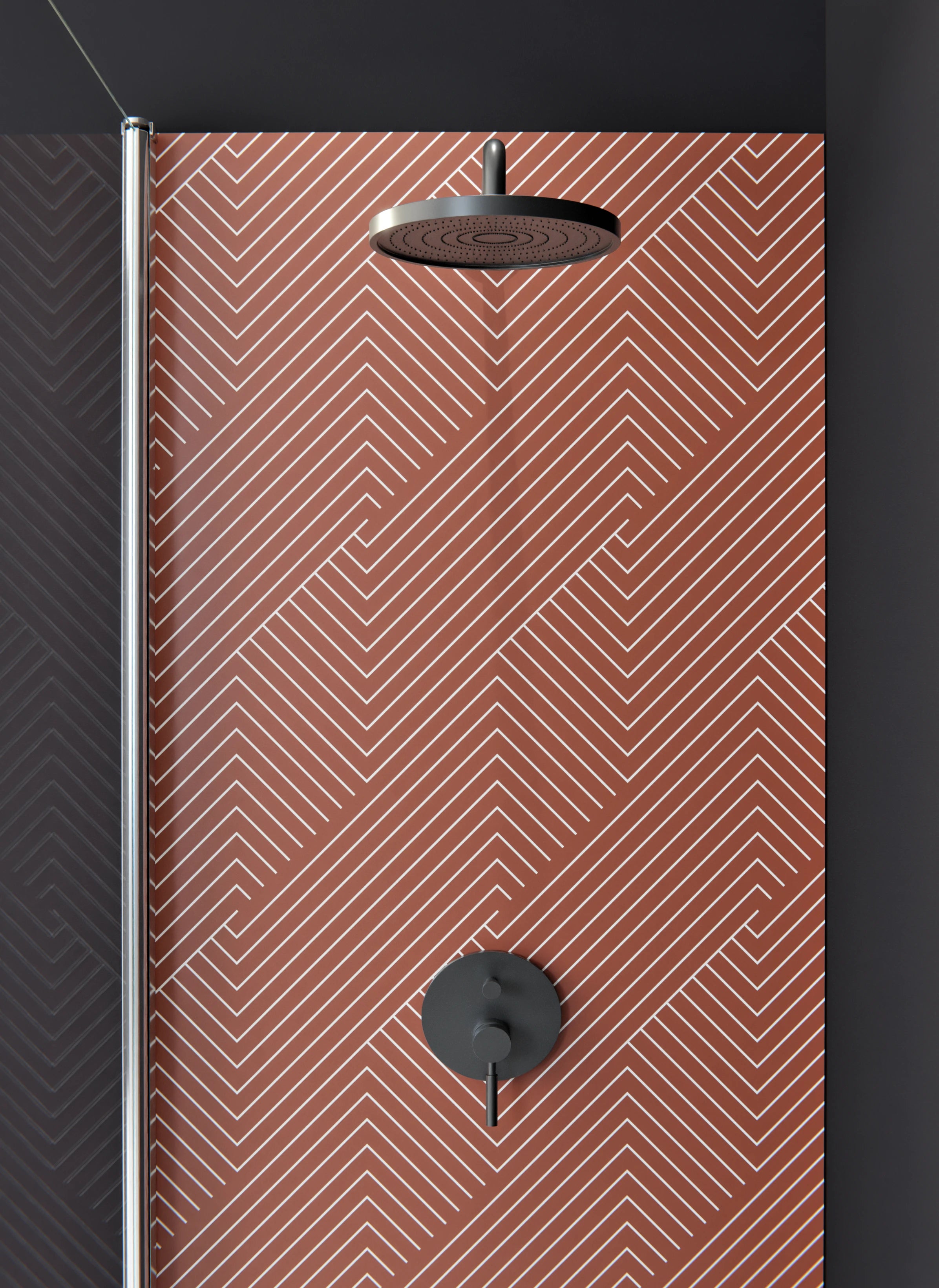 Duschrückwand - Geometrica - Intreccio  - Ruggine