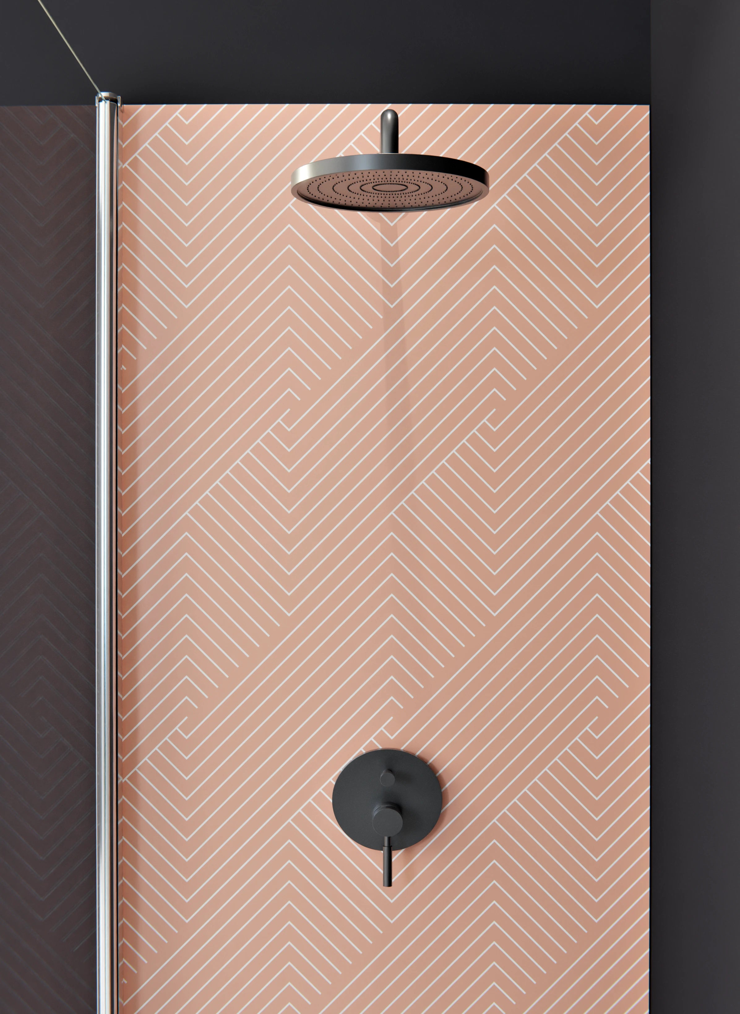 Duschrückwand - Geometrica - Intreccio  - Salmone