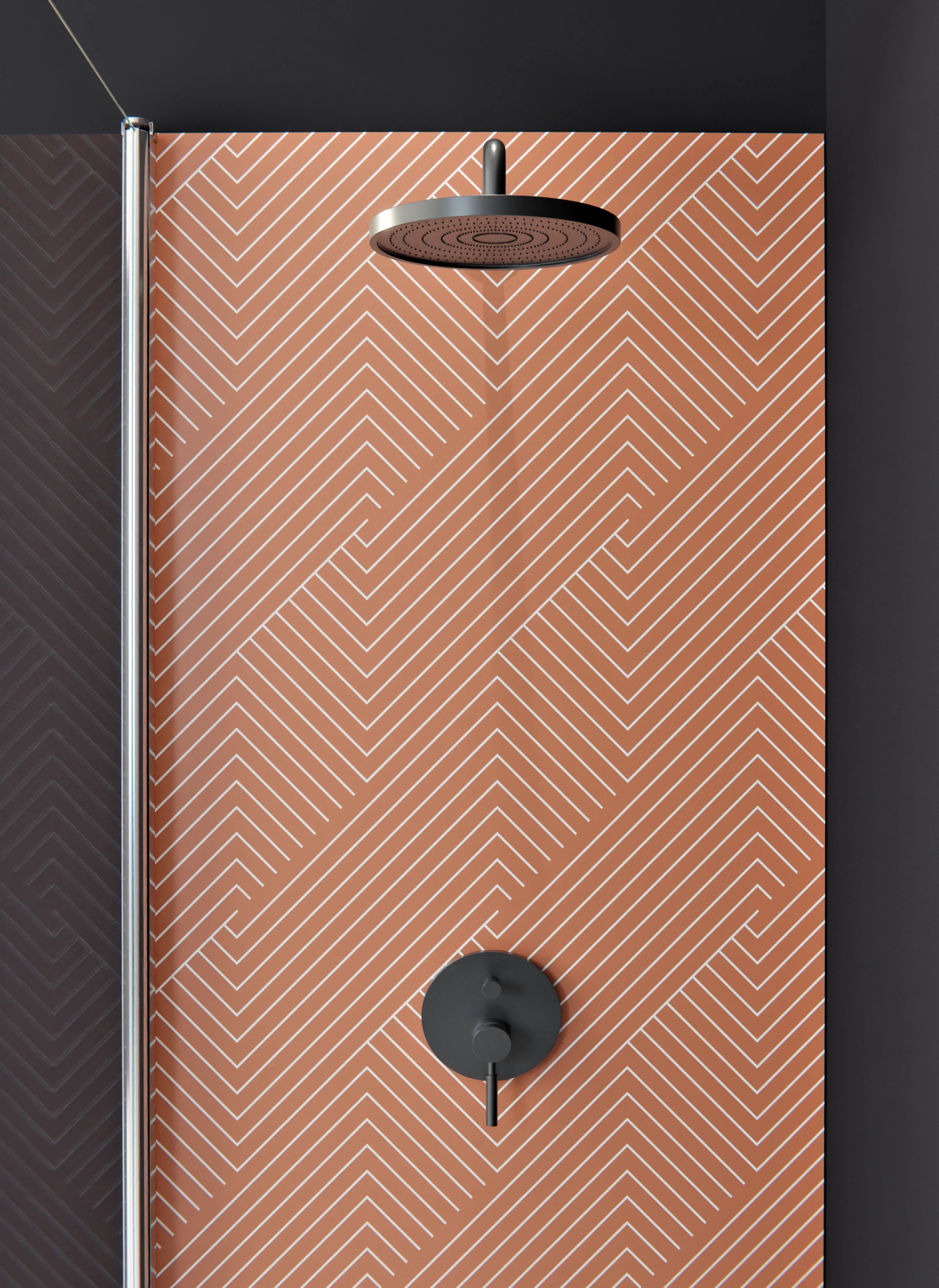 Duschrückwand - Geometrica - Intreccio  - Terracotta