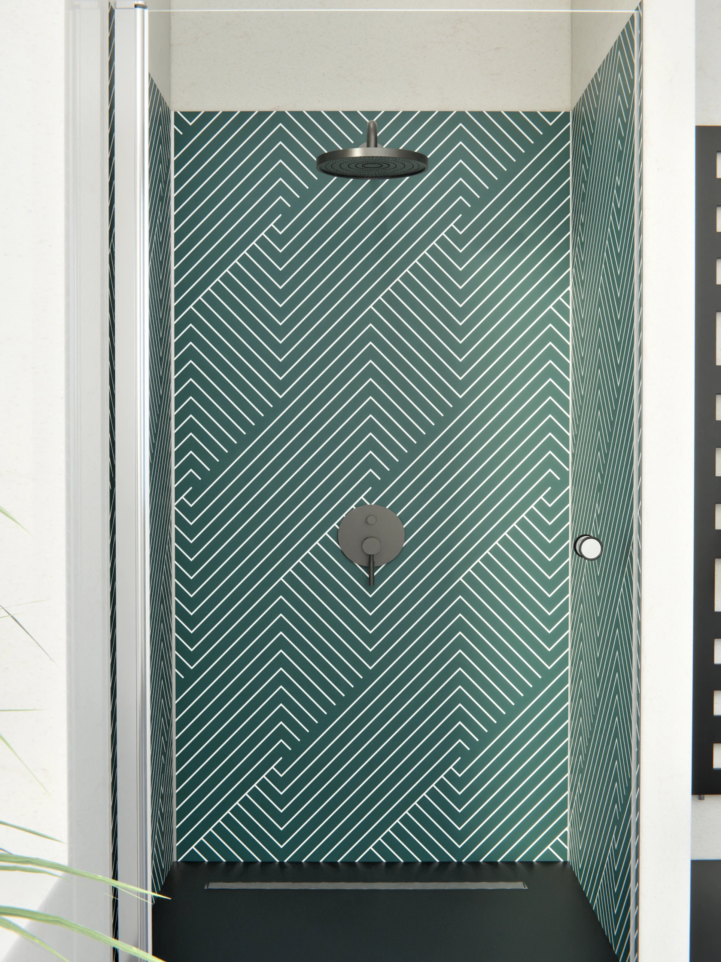 Duschrückwand - Geometrica - Intreccio  - Verde petrolio