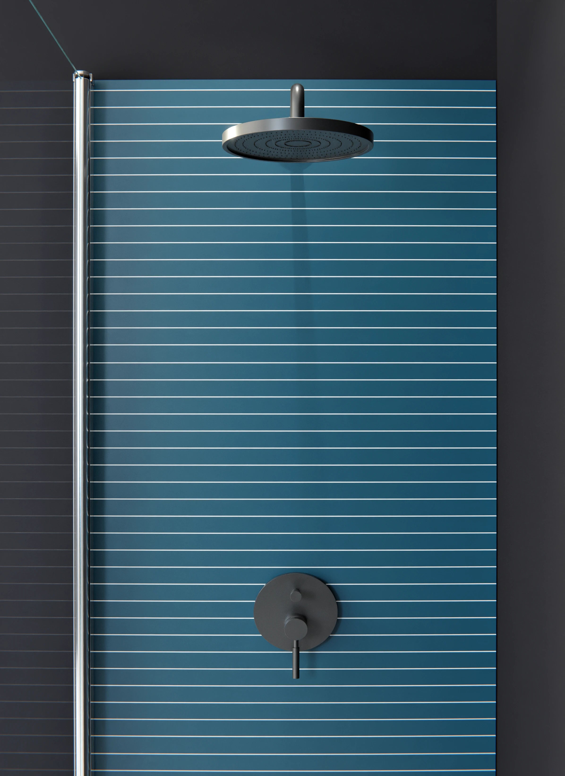 Duschrückwand - Geometrica - Orizzontale - Blu Petrolio - Orizzontale