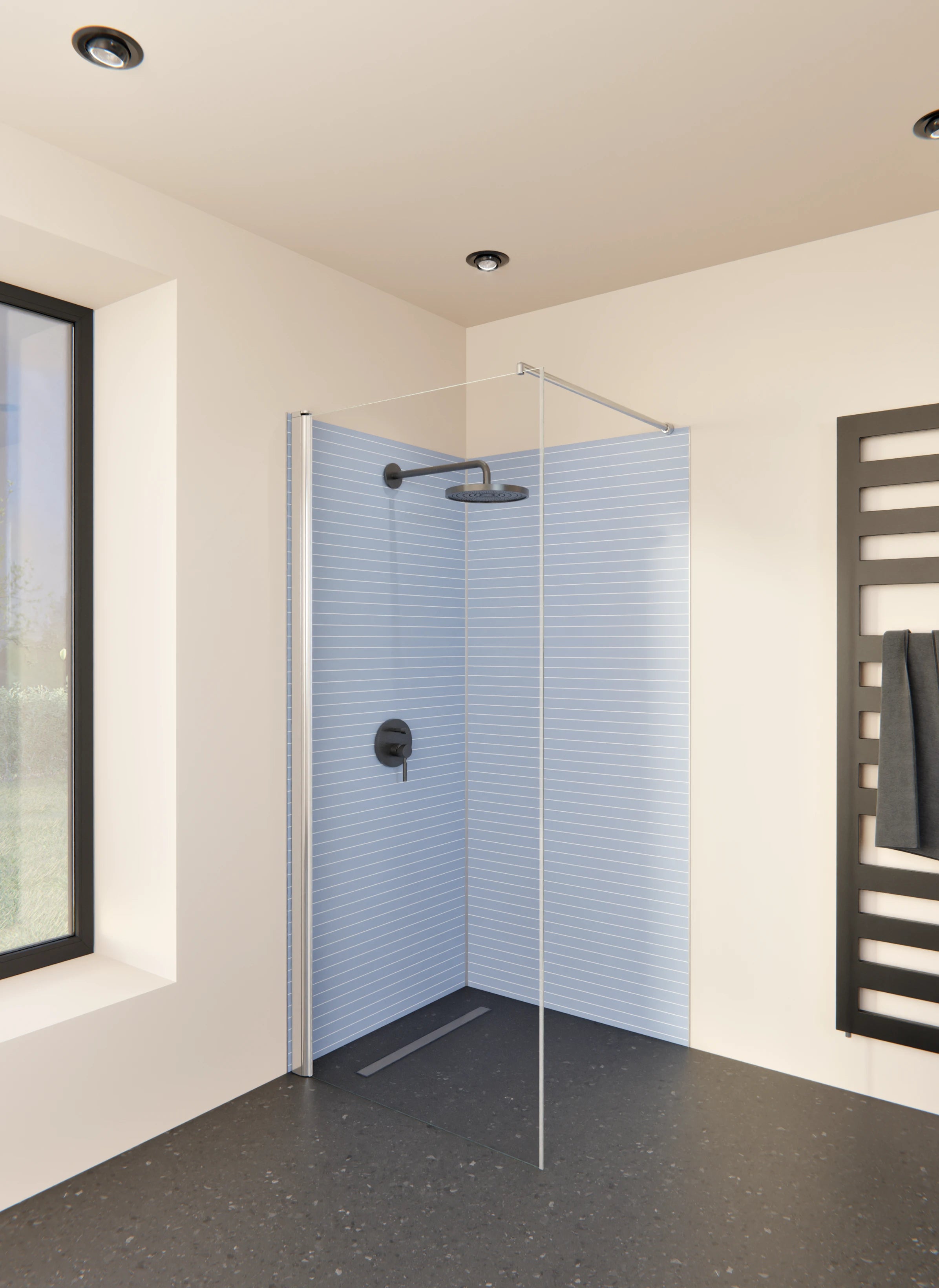 Duschrückwand - Geometrica - Orizzontale - Ceruleo - Orizzontale