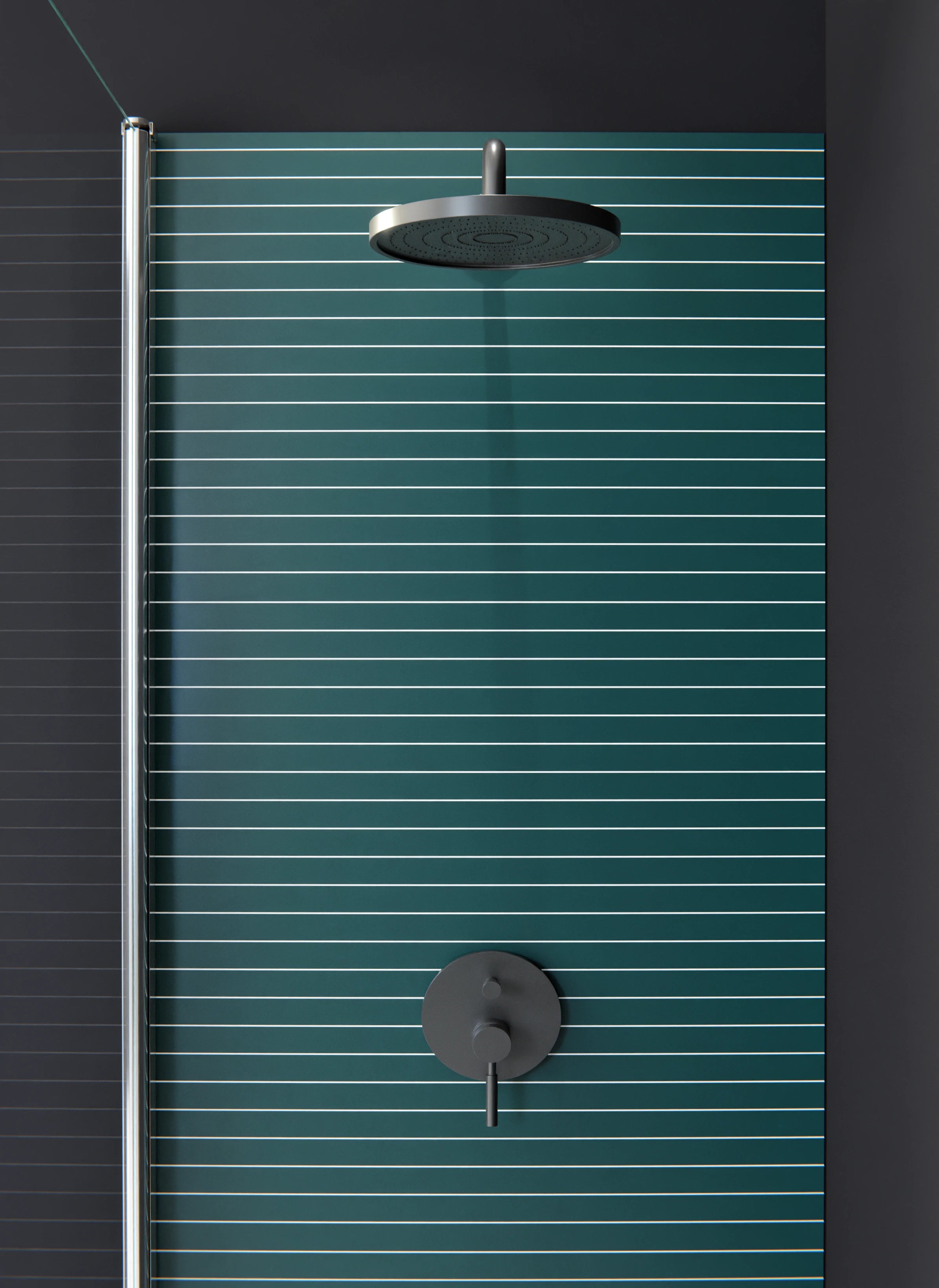 Duschrückwand - Geometrica - Orizzontale - Verde petrolio - Orizzontale