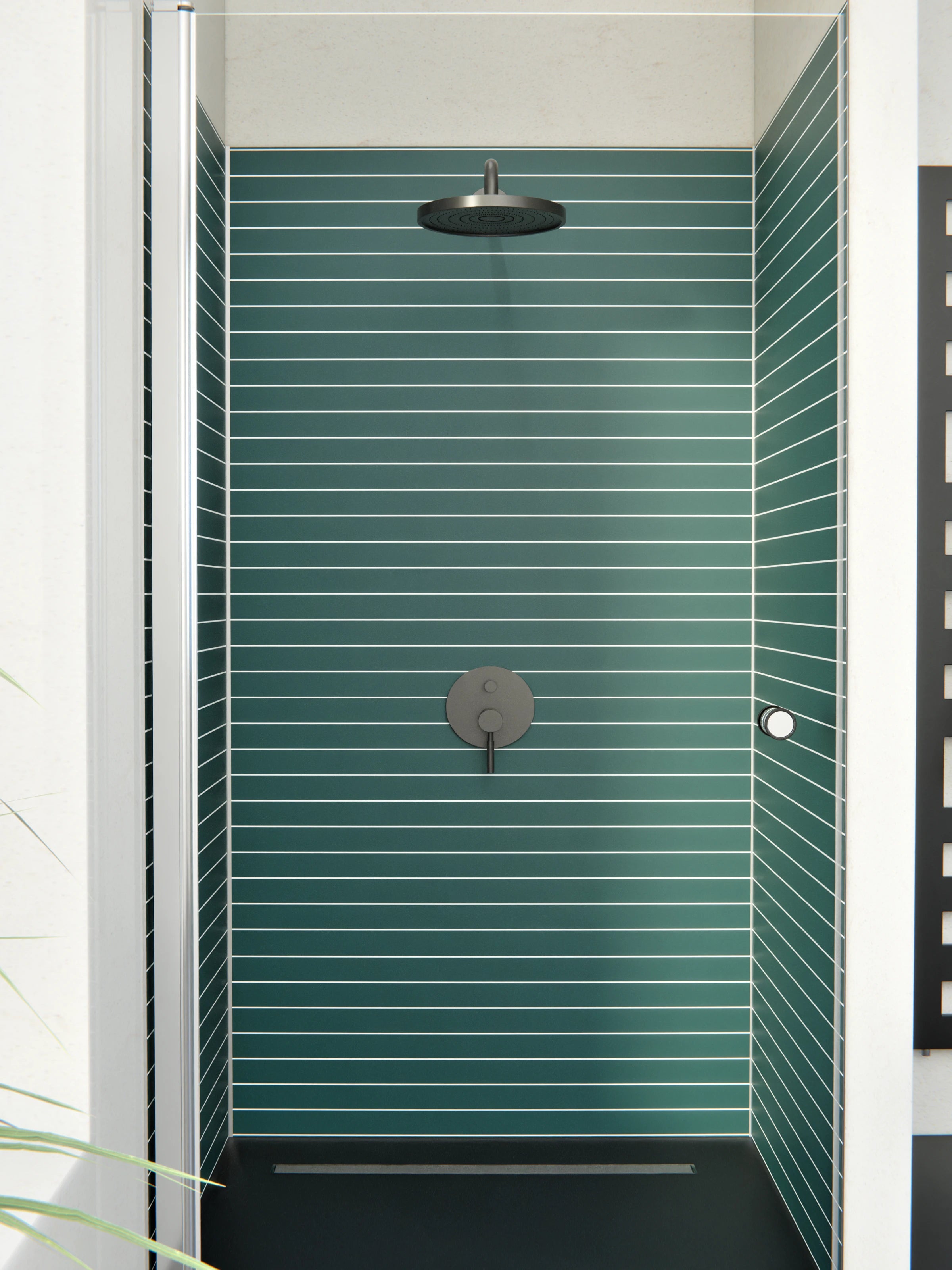 Duschrückwand - Geometrica - Orizzontale - Verde petrolio - Orizzontale