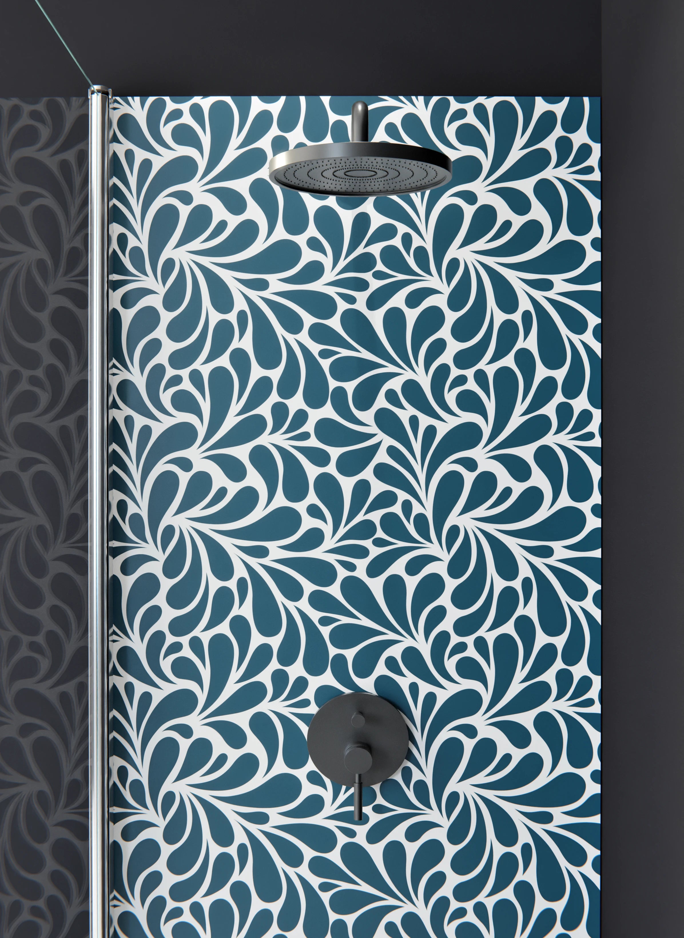 Duschrückwand - Natura - Petaloso - Blu Petrolio