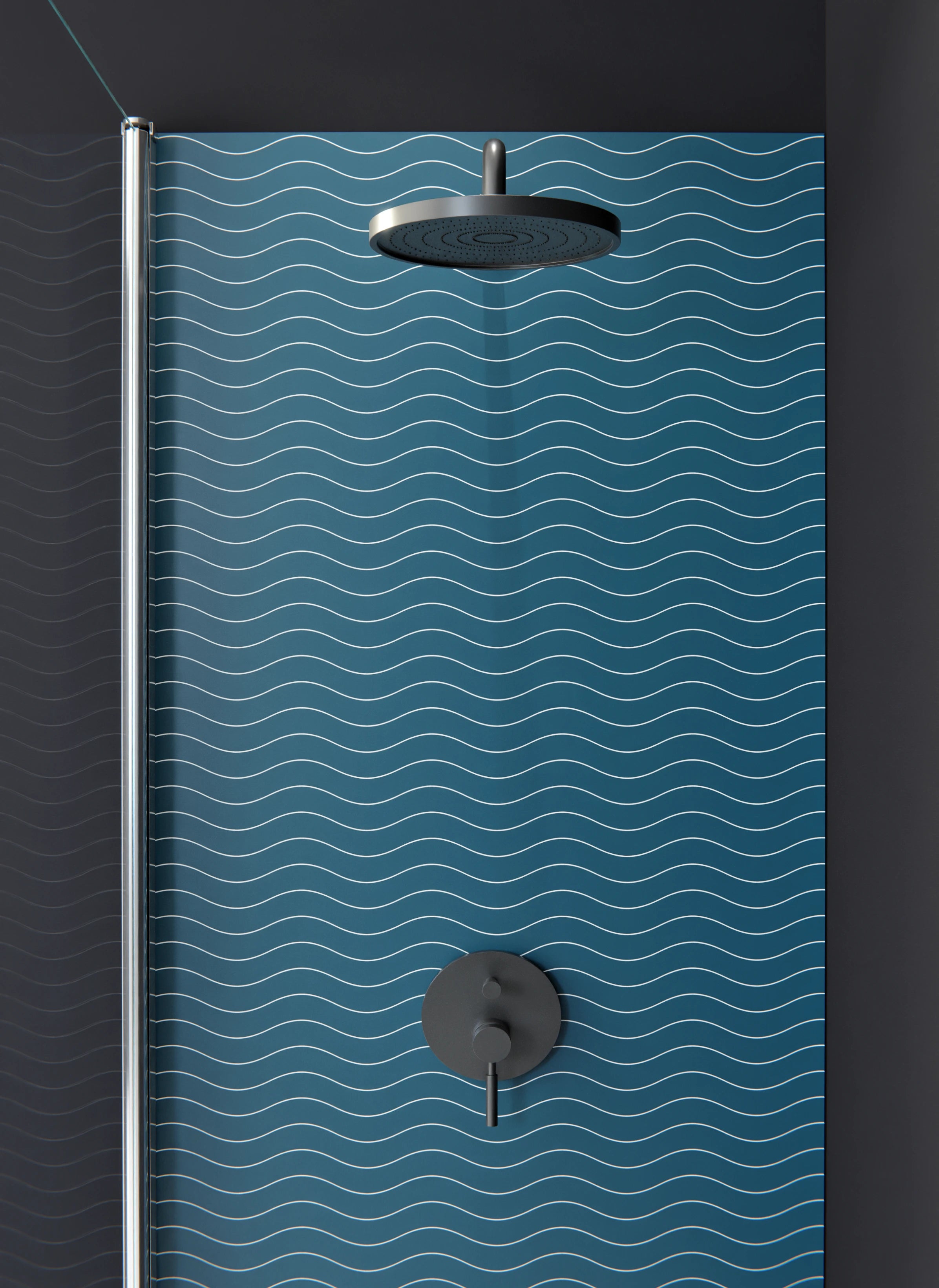 Duschrückwand - Onde - Abisso - Blu Petrolio