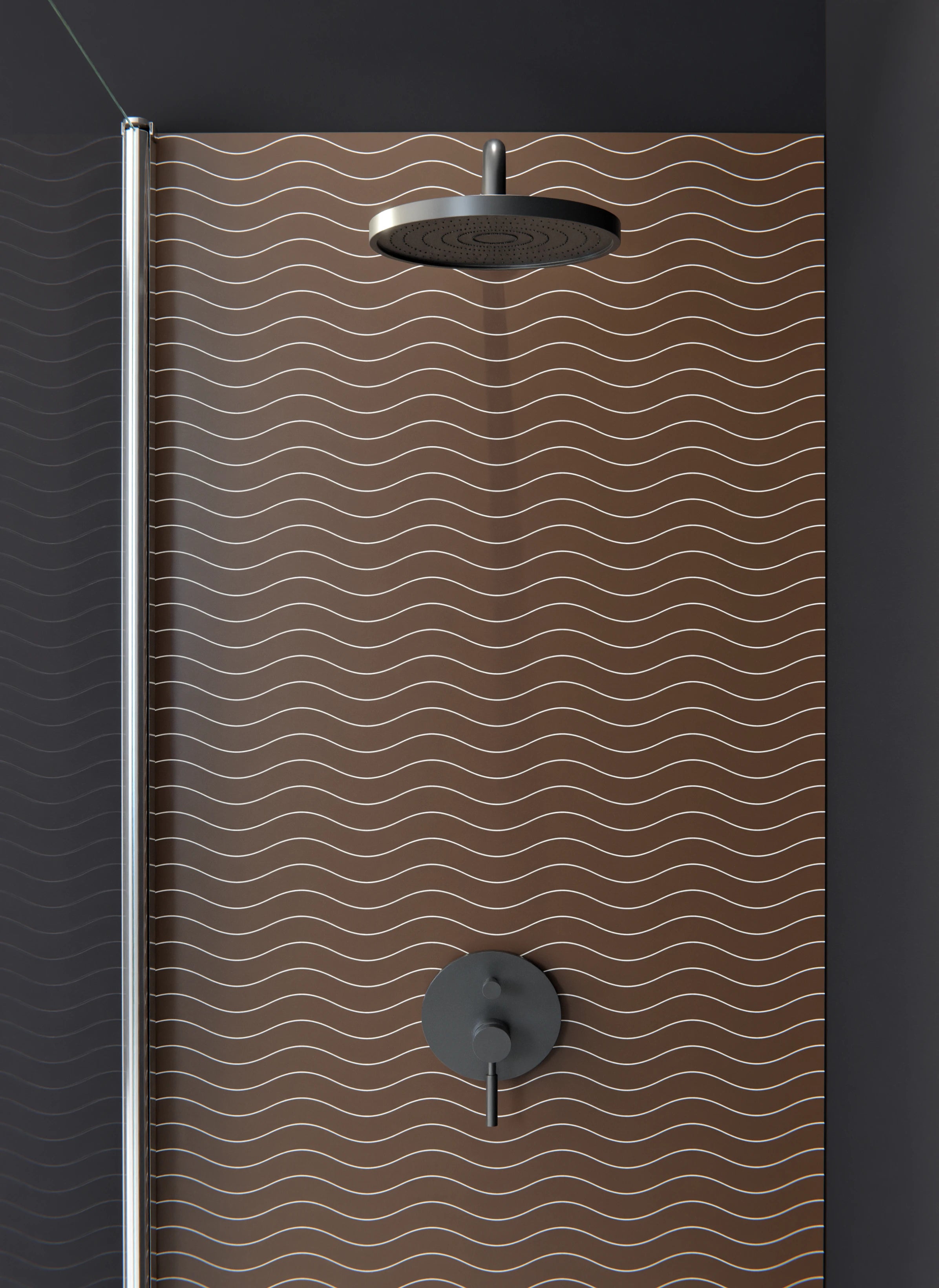 Duschrückwand - Onde - Abisso - Caffè