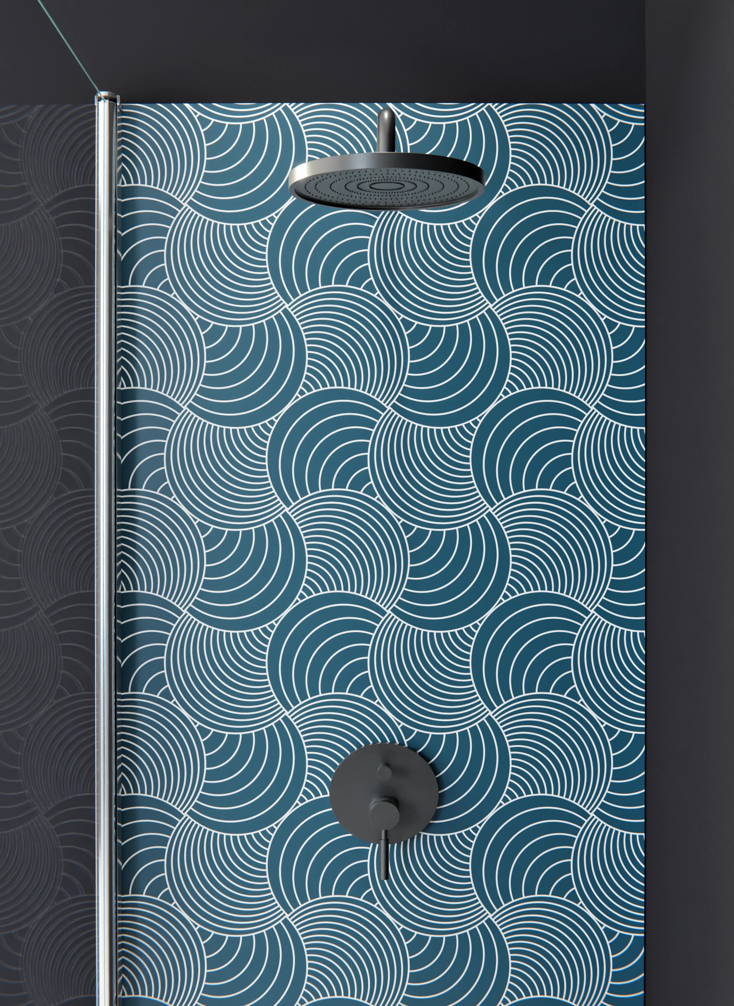 Duschrückwand - Onde - Immaginario - Blu Petrolio