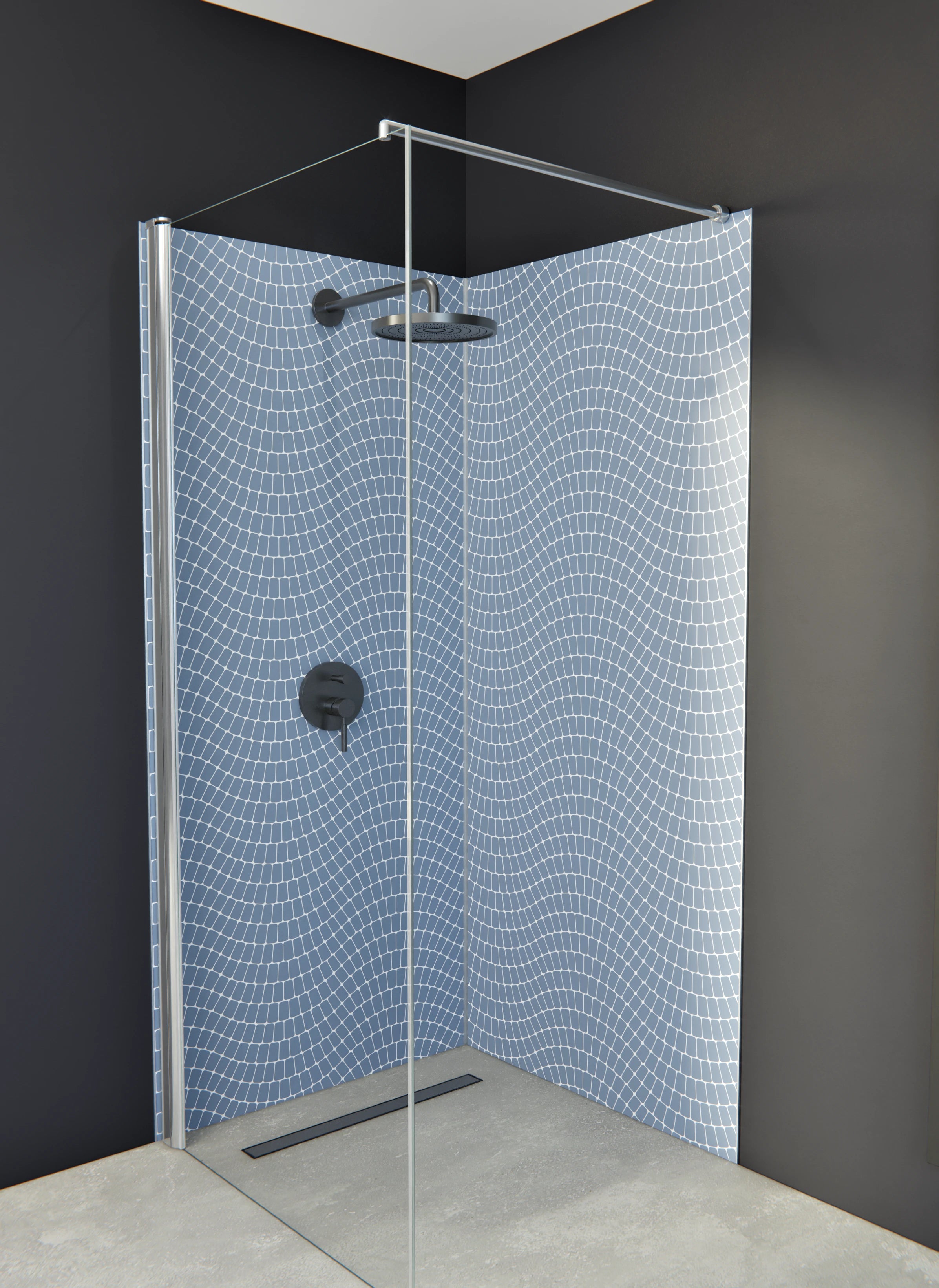 Duschrückwand - Onde - Sinuoso - Azzurro polvere