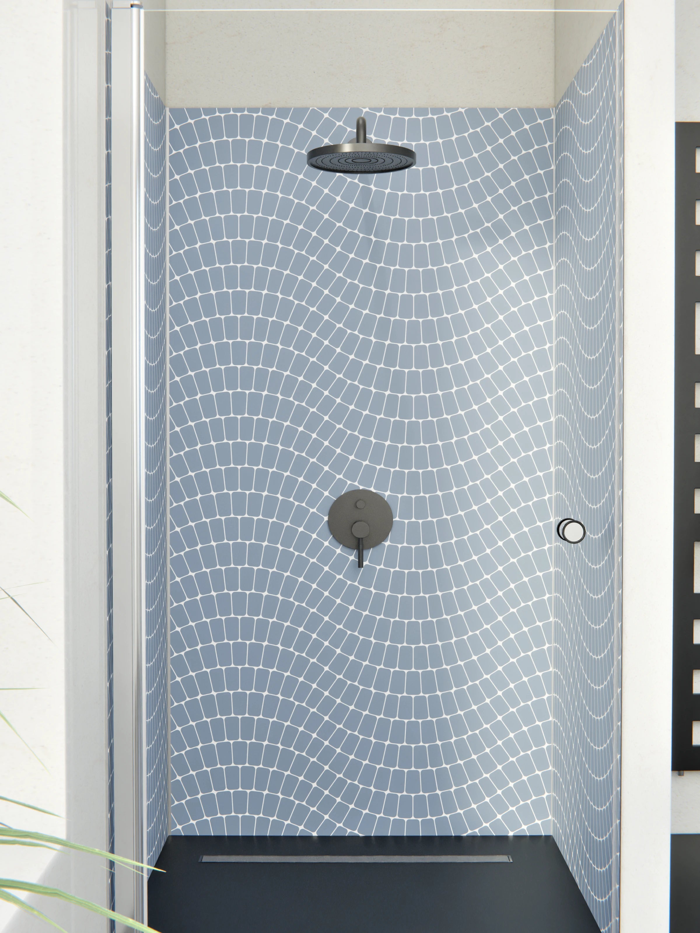 Duschrückwand - Onde - Sinuoso - Azzurro polvere