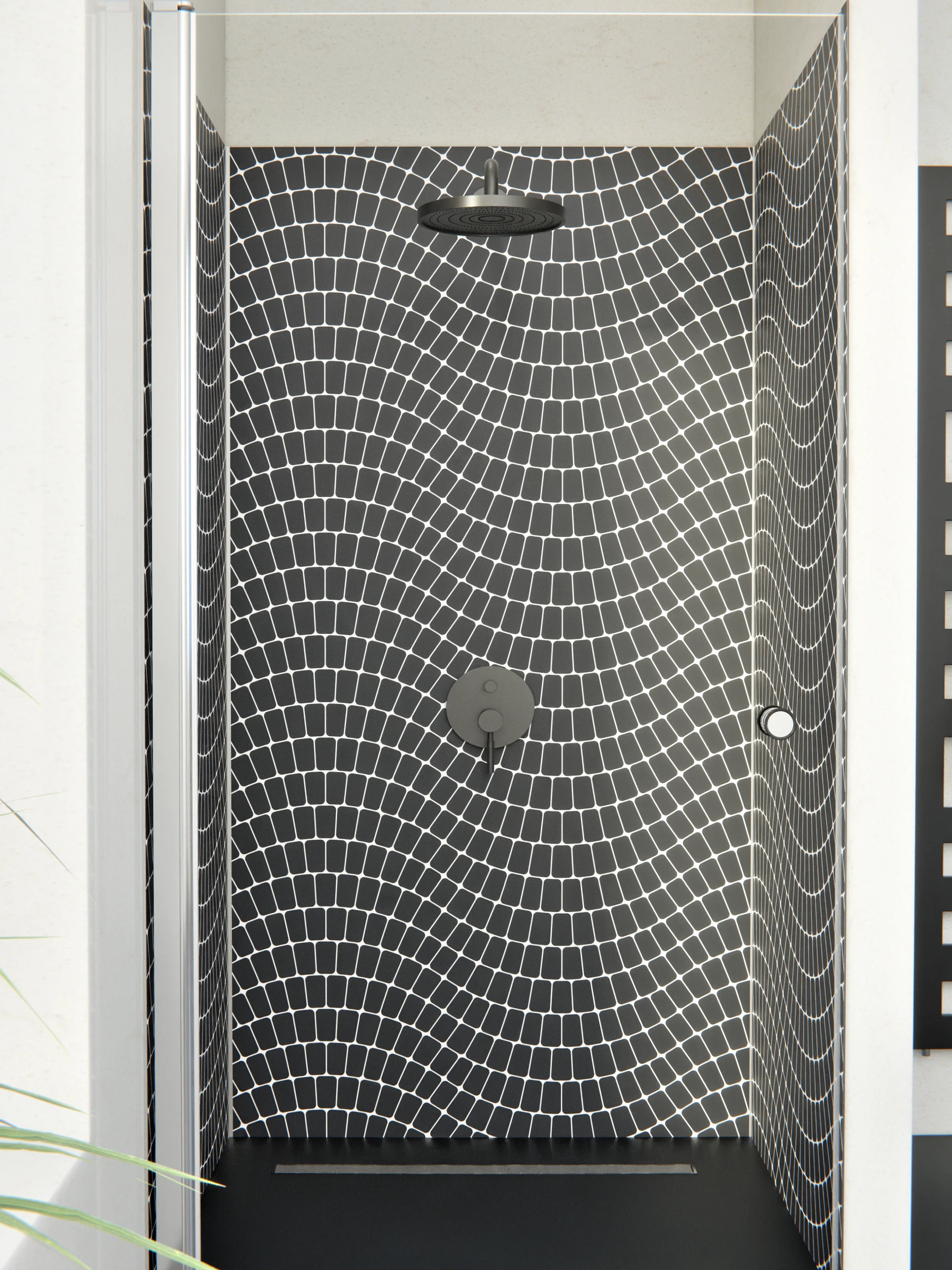 Duschrückwand - Onde - Sinuoso - Carbone