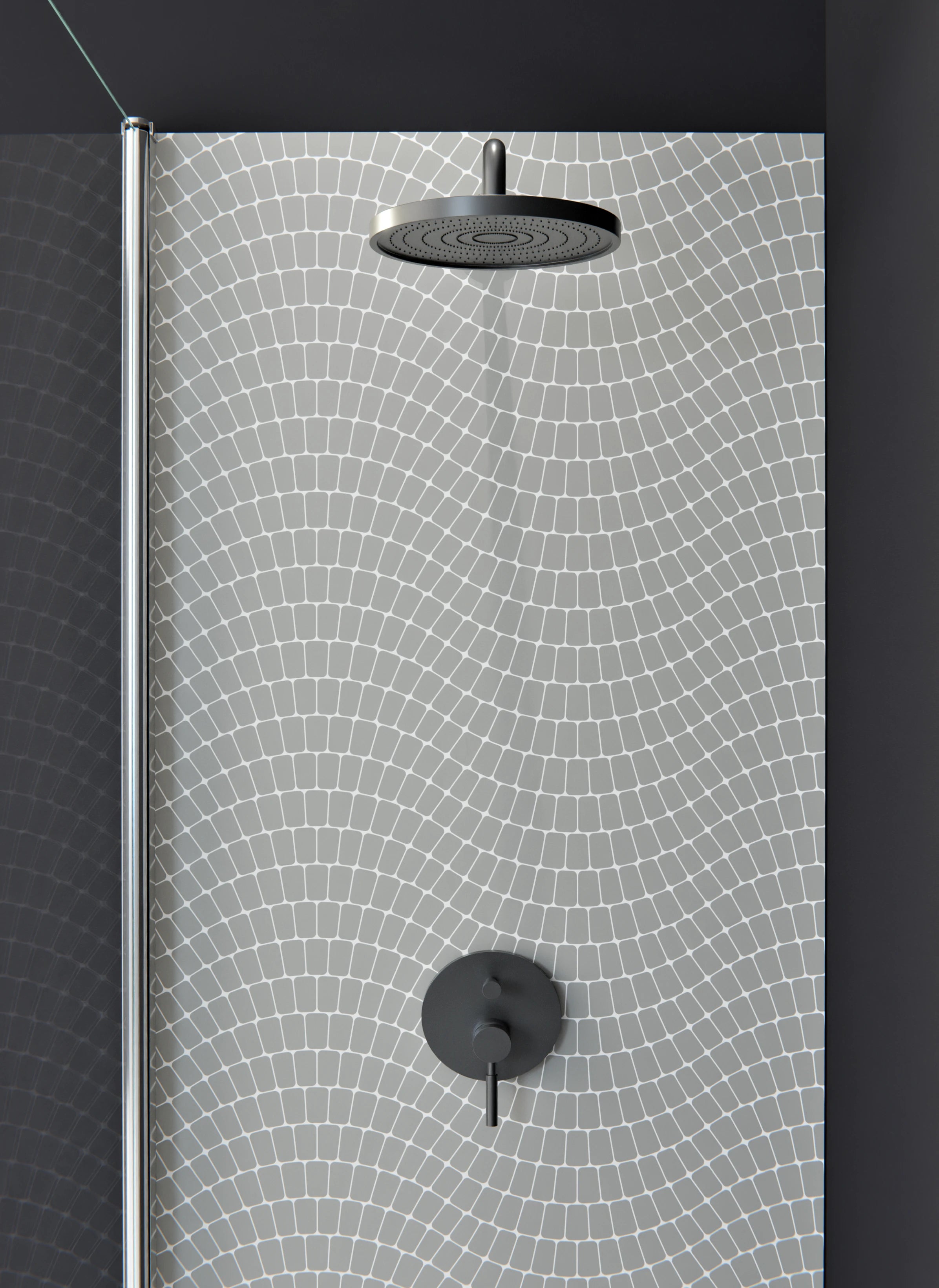 Duschrückwand - Onde - Sinuoso - Cemento