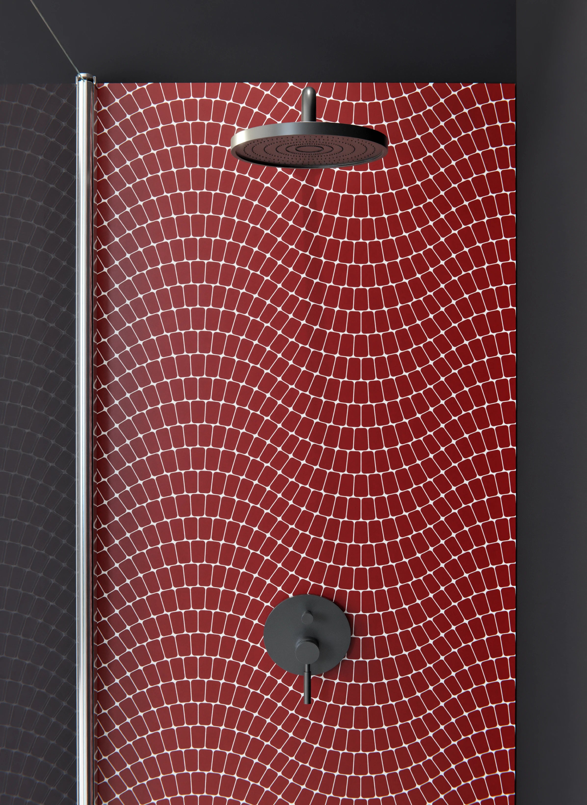 Duschrückwand - Onde - Sinuoso - Granata