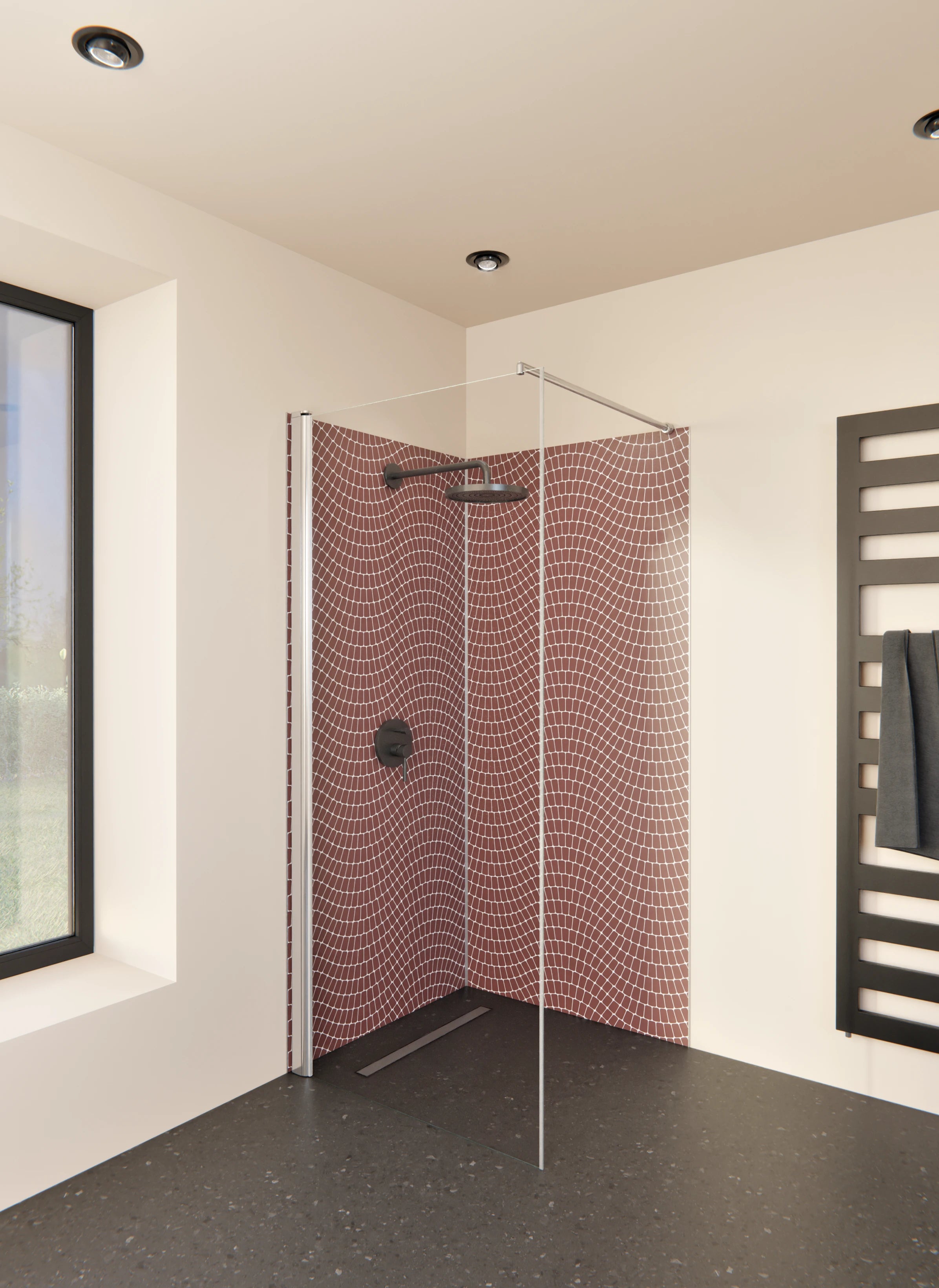 Duschrückwand - Onde - Sinuoso - Mattone