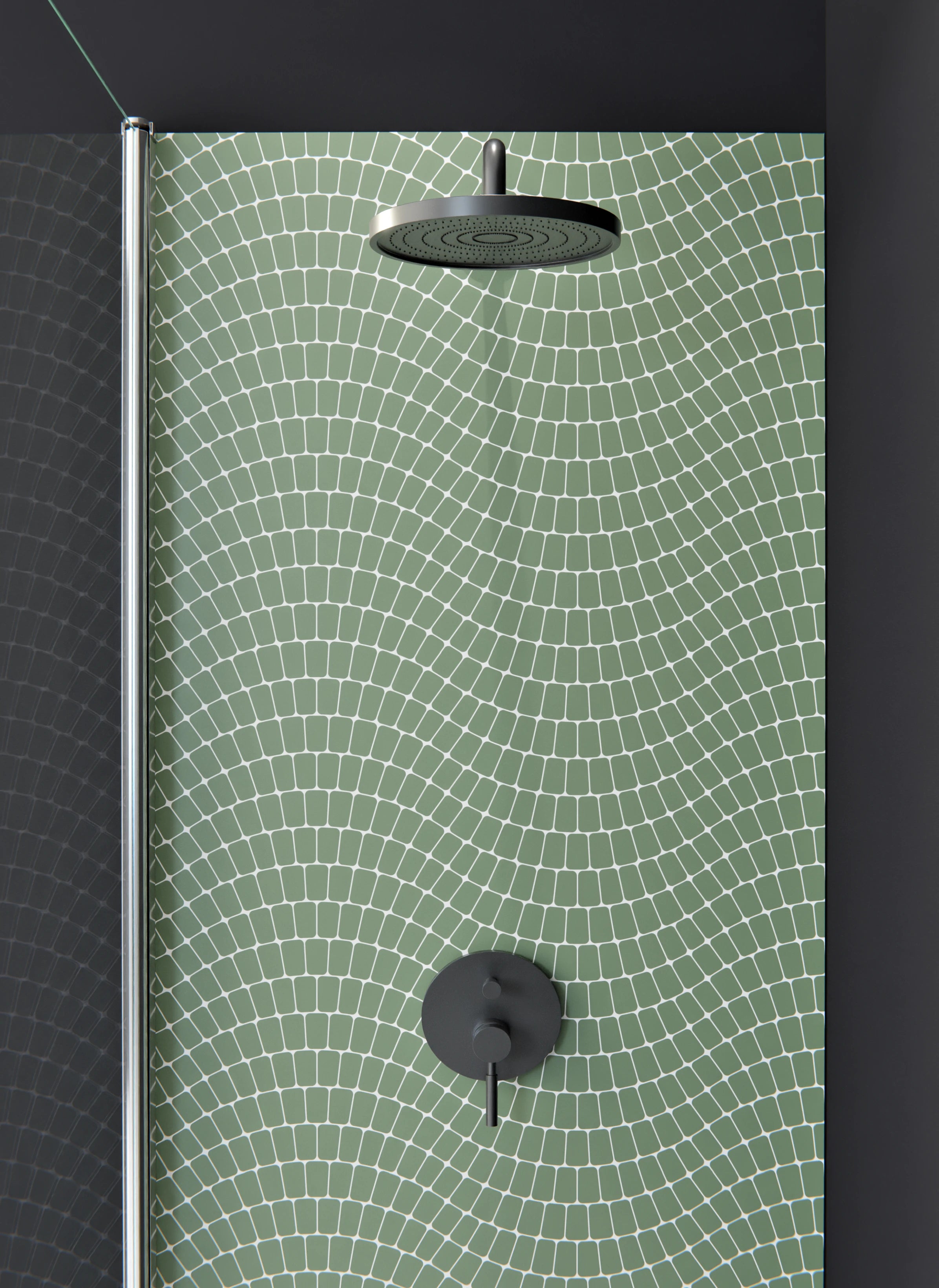 Duschrückwand - Onde - Sinuoso - Oliva