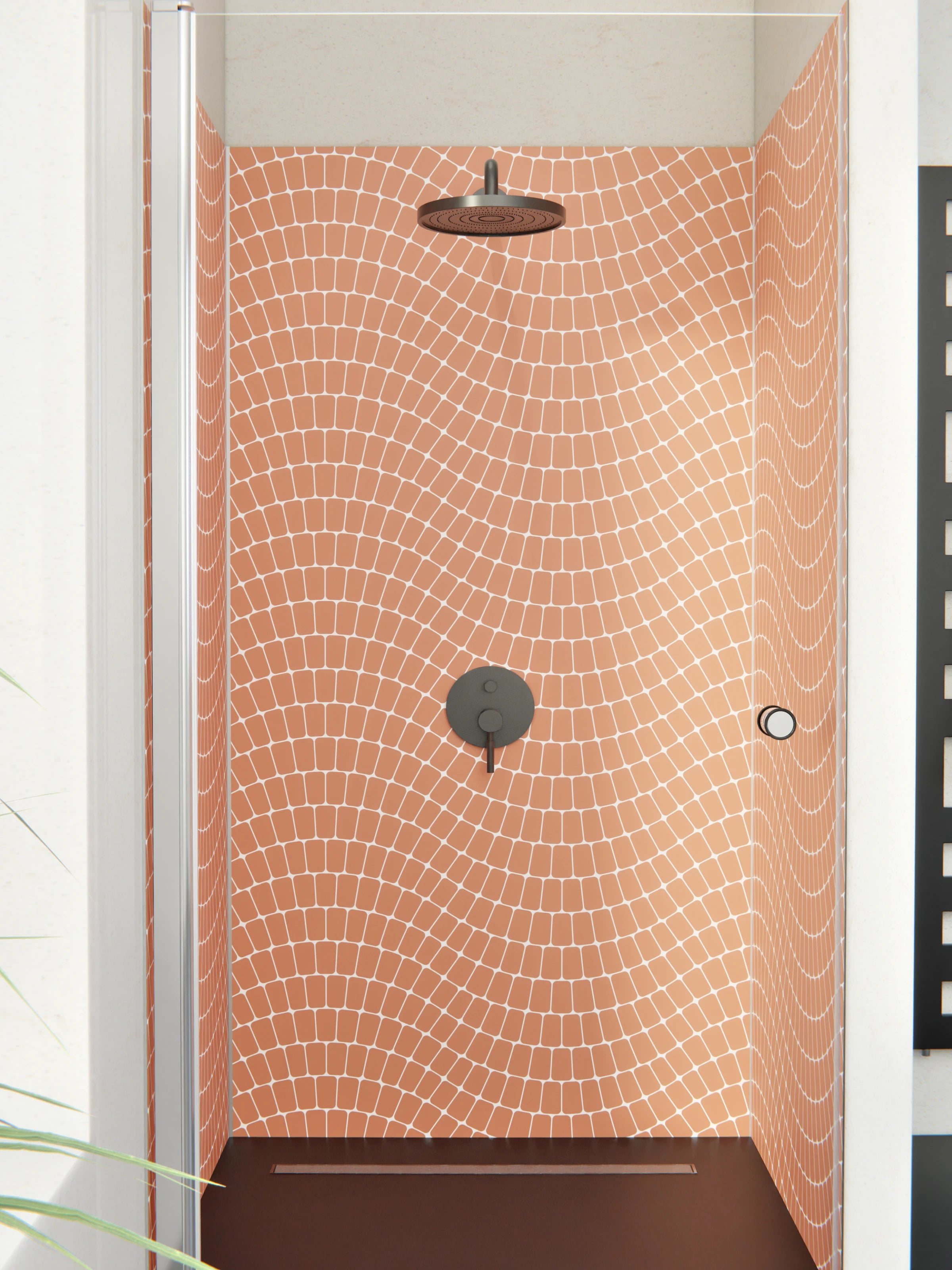 Duschrückwand - Onde - Sinuoso - Terracotta