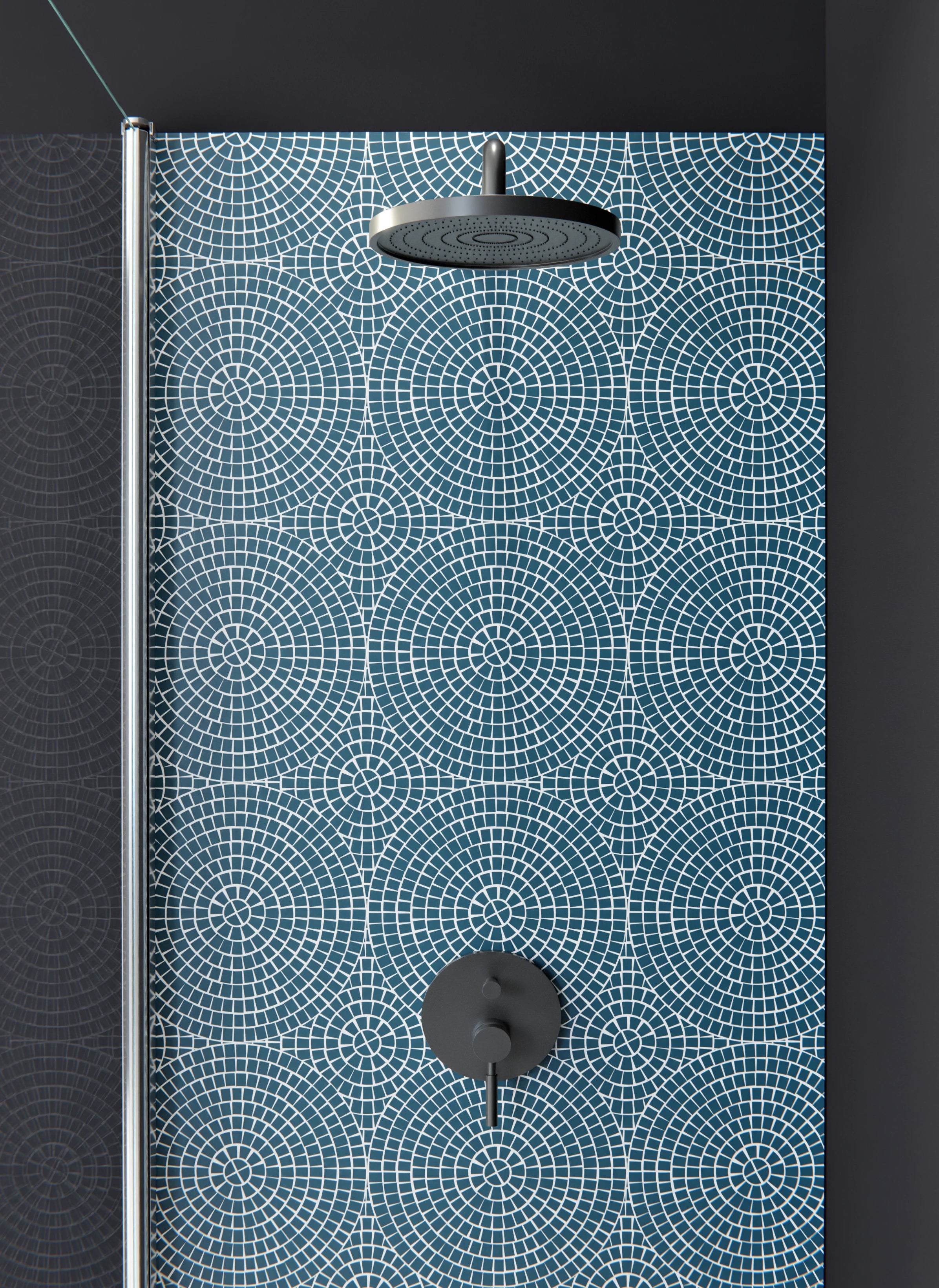 Duschrückwand - Pietre - Mosaico - Blu Petrolio