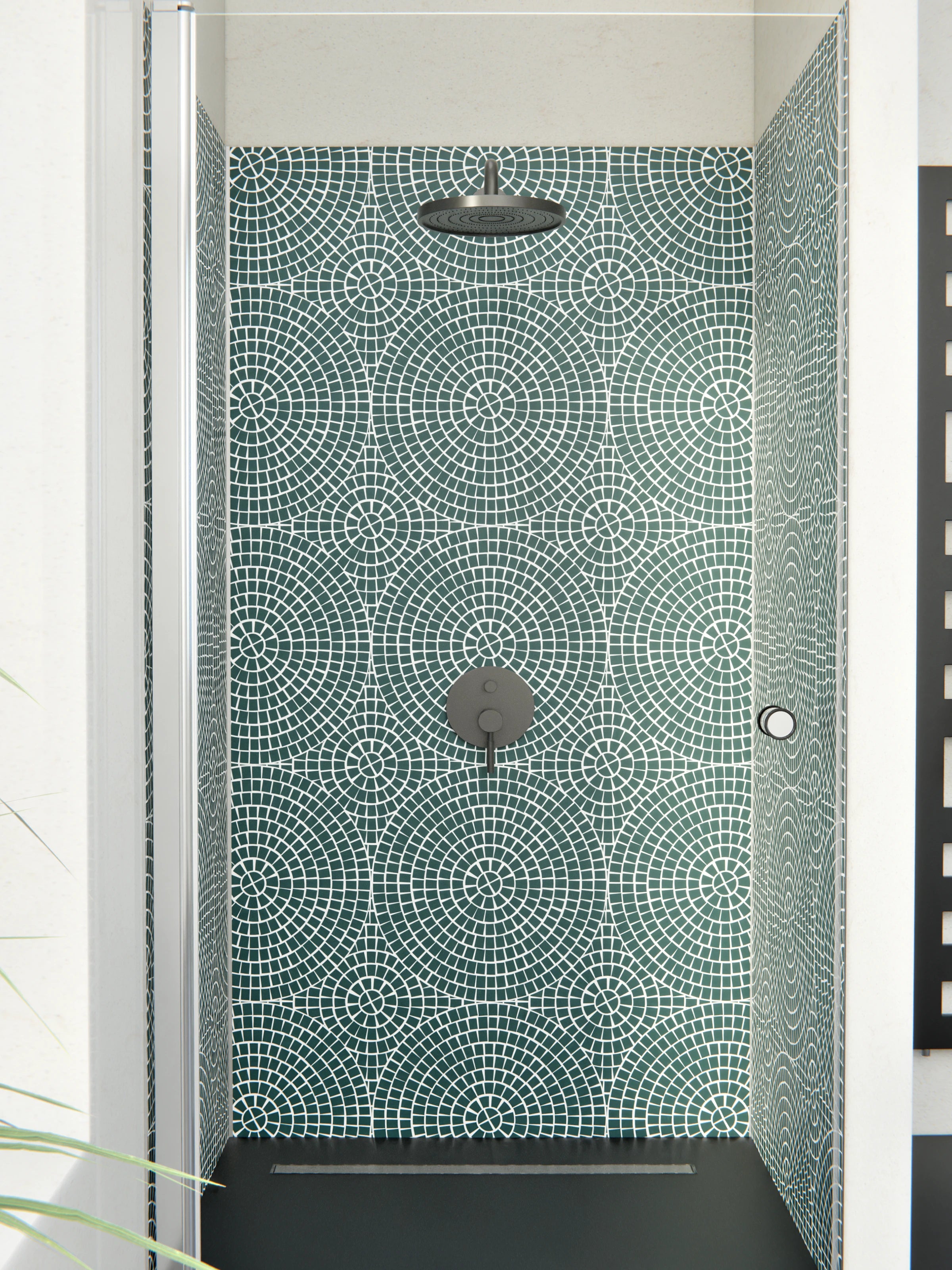 Duschrückwand - Pietre - Mosaico - Verde petrolio
