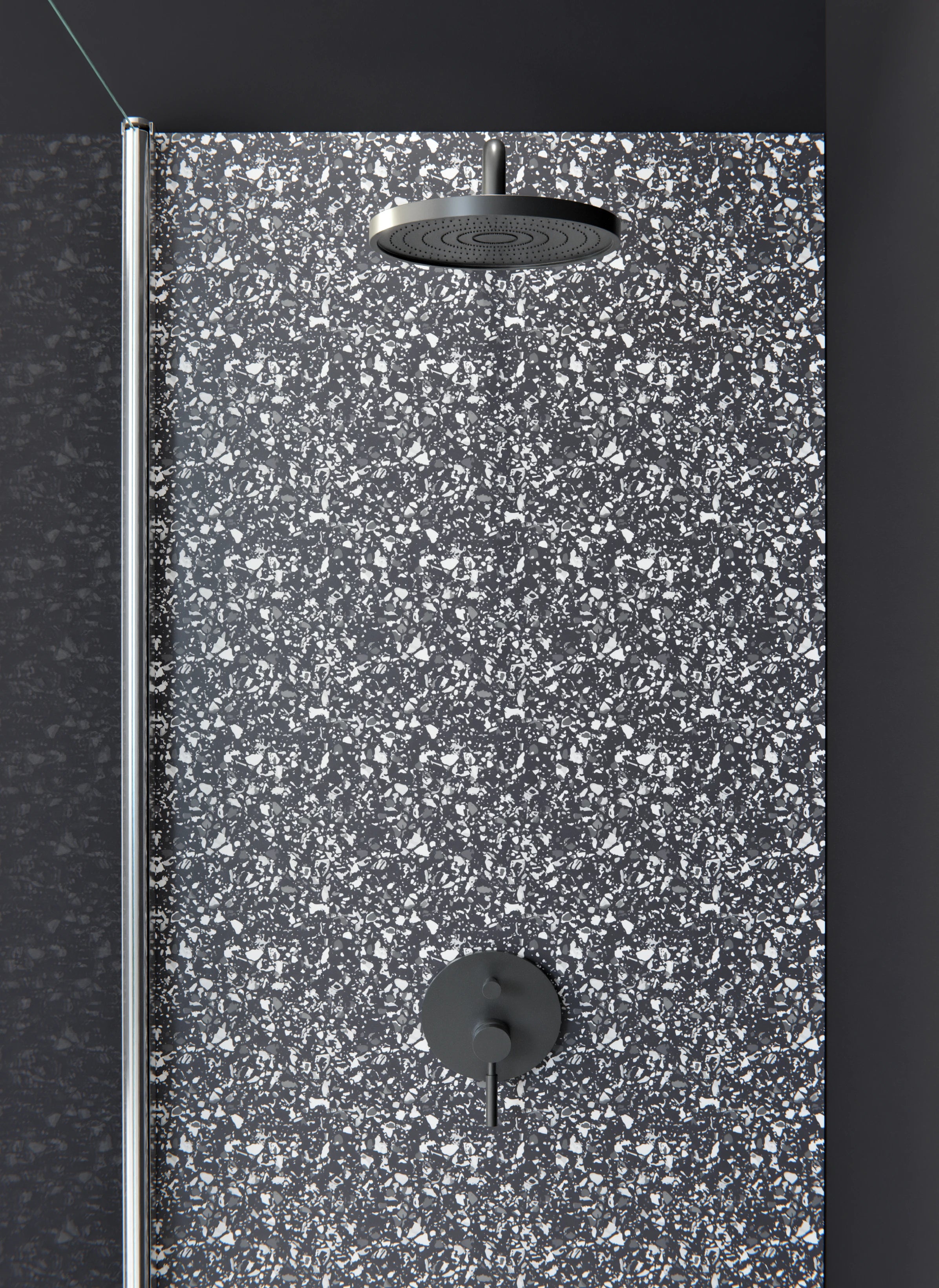 Duschrückwand - Pietre - Terrazzo - Antracite