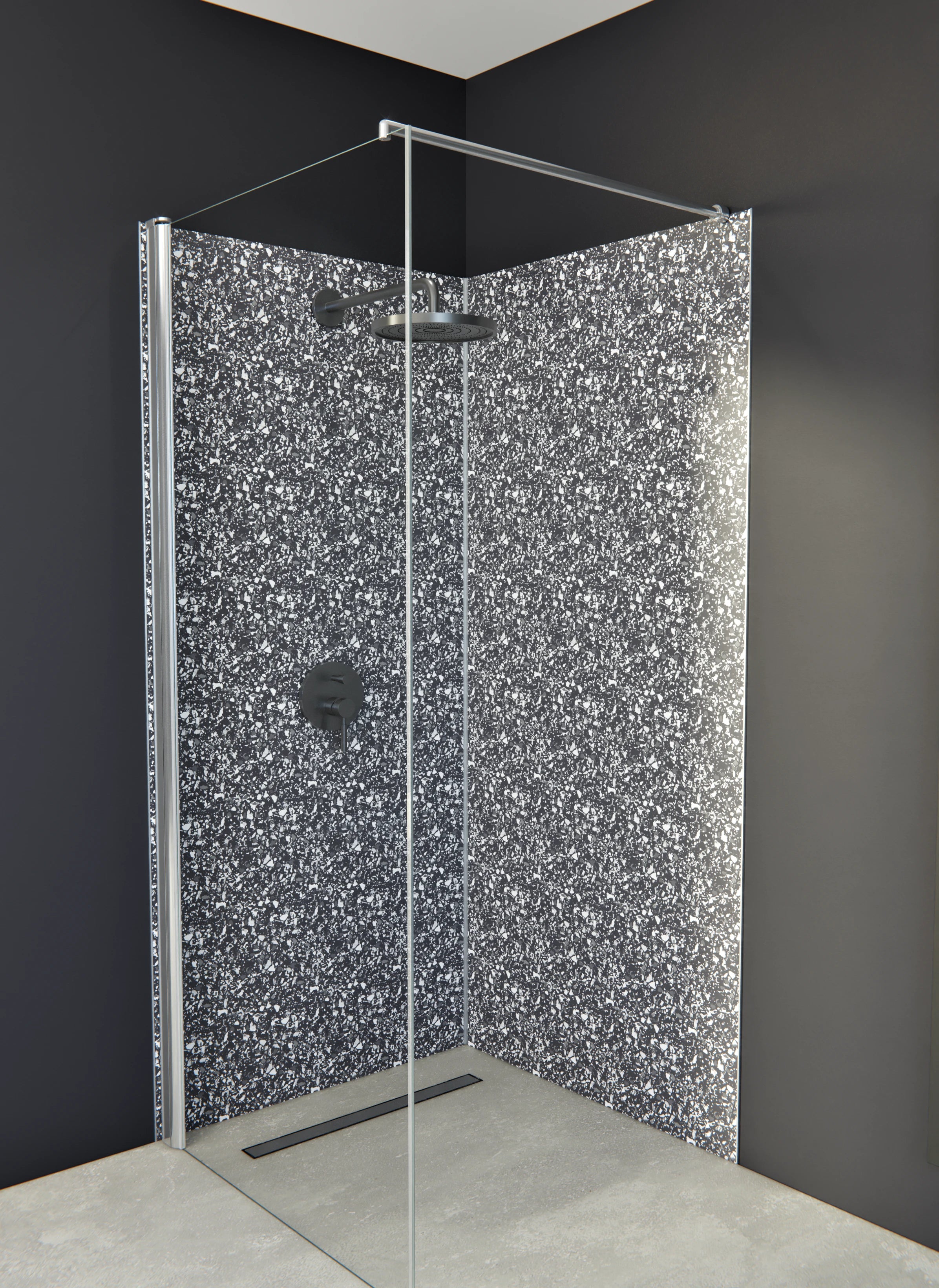 Duschrückwand - Pietre - Terrazzo - Antracite
