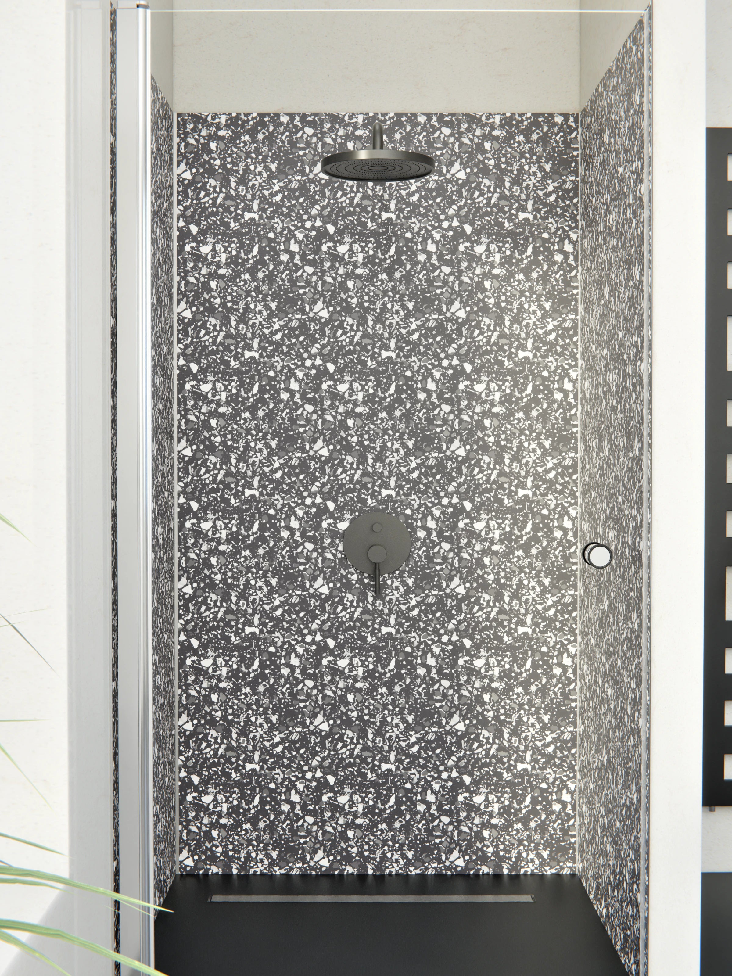 Duschrückwand - Pietre - Terrazzo - Antracite