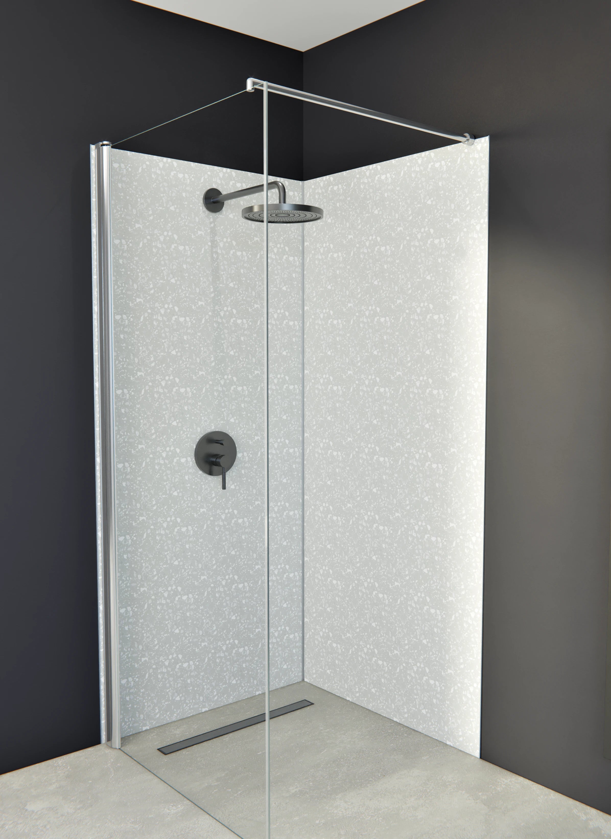 Duschrückwand - Pietre - Terrazzo - Argento