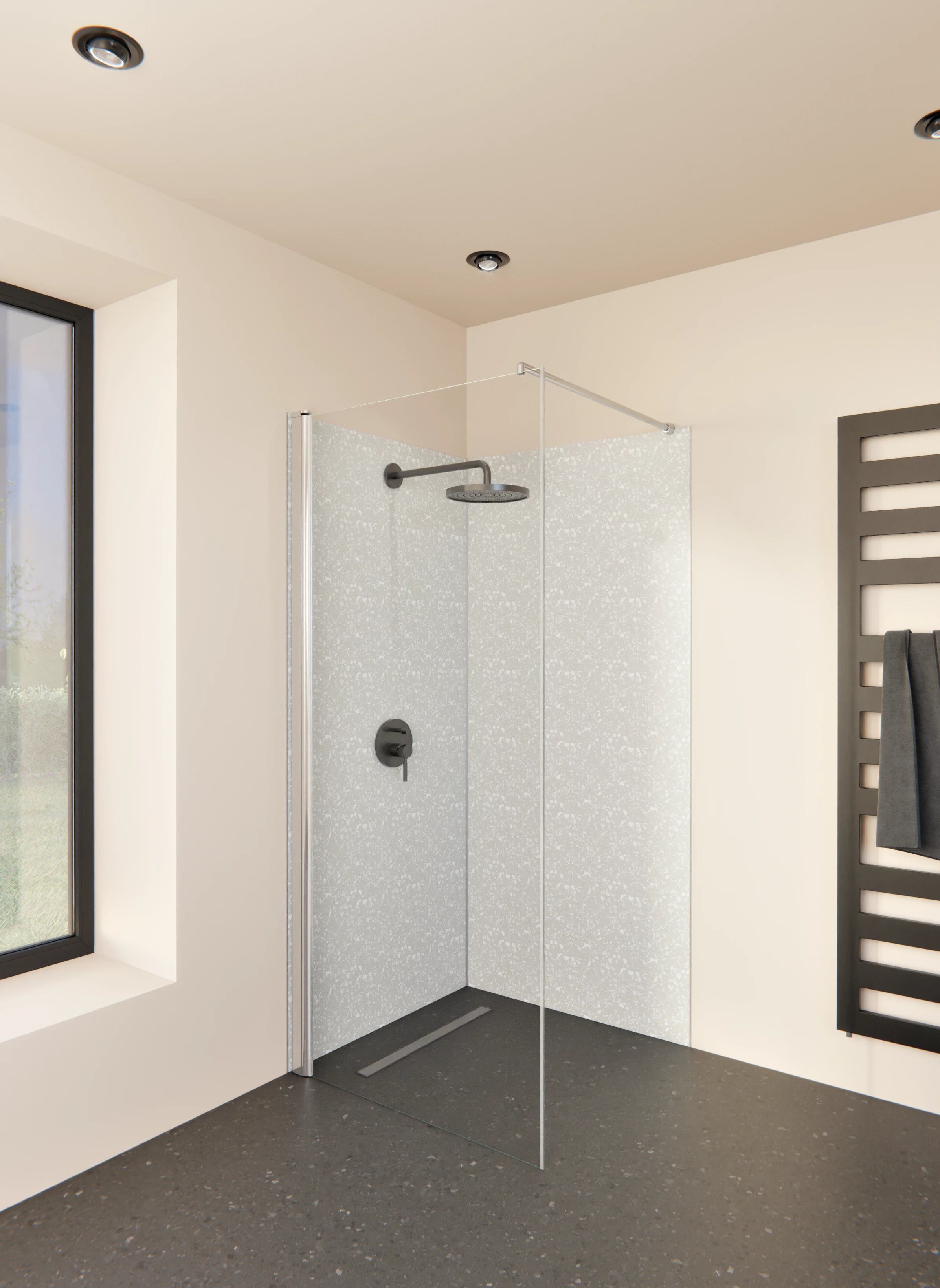 Duschrückwand - Pietre - Terrazzo - Argento