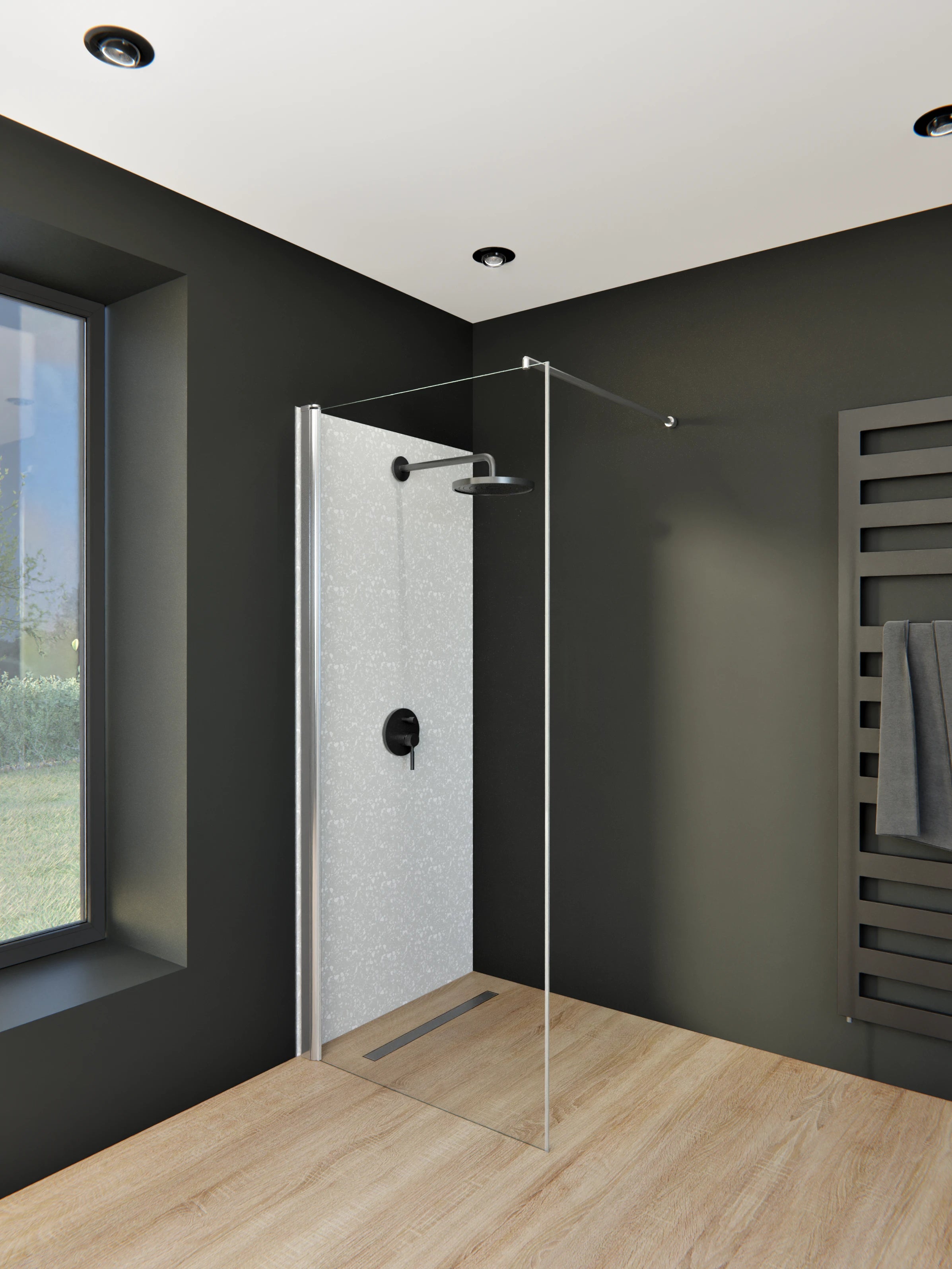 Duschrückwand - Pietre - Terrazzo - Argento