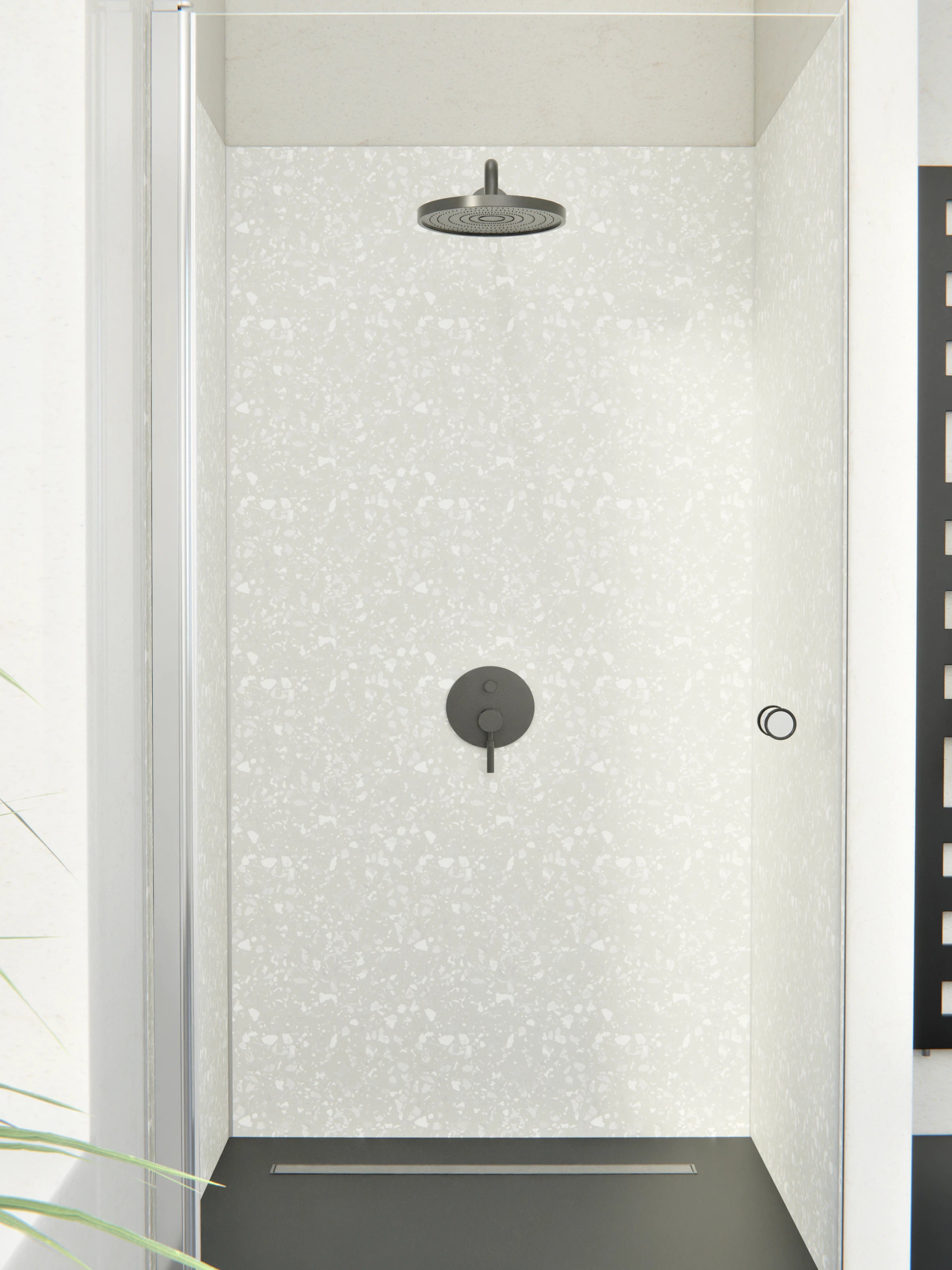 Duschrückwand - Pietre - Terrazzo - Argento