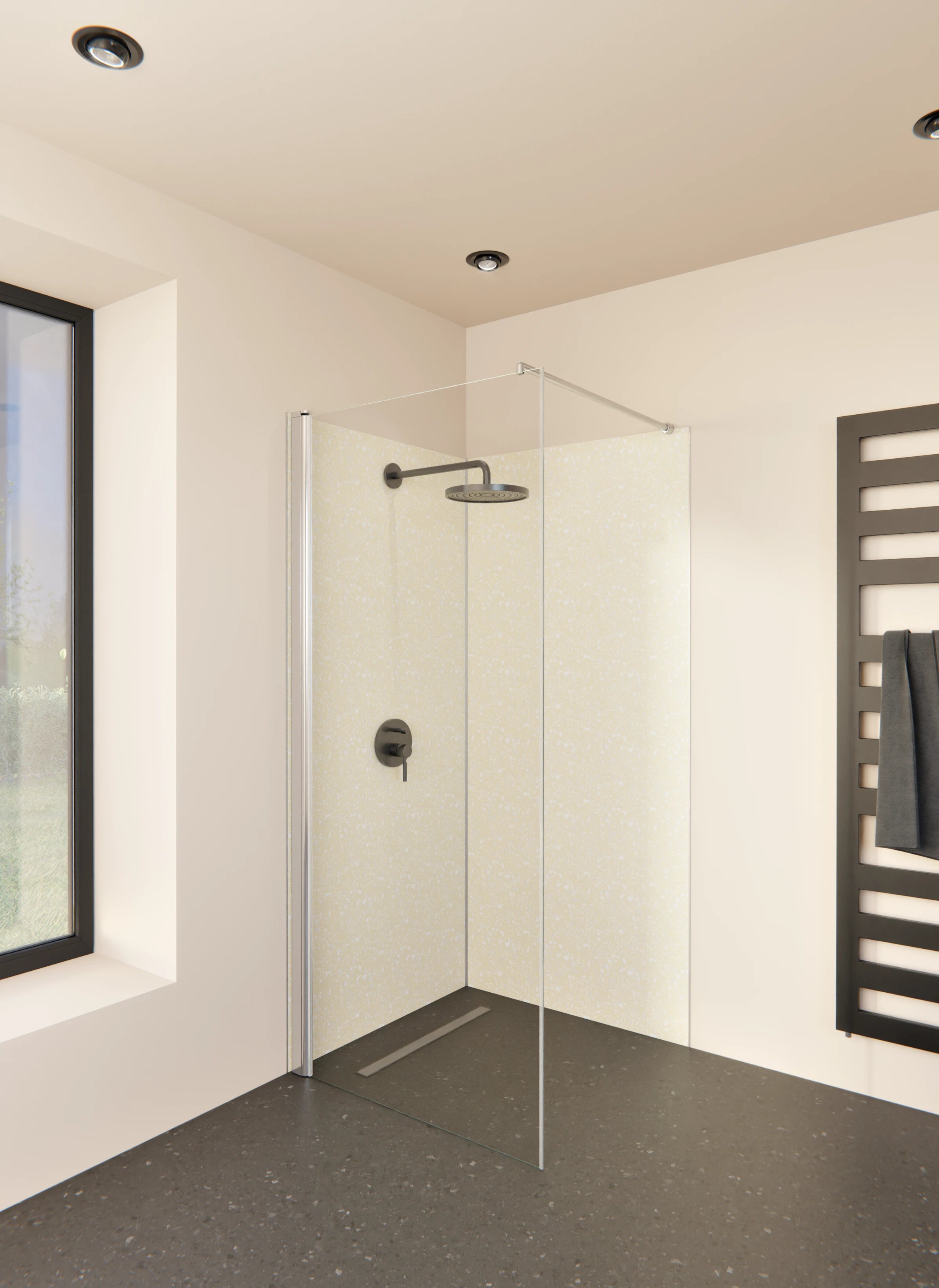 Duschrückwand - Pietre - Terrazzo - Avorio