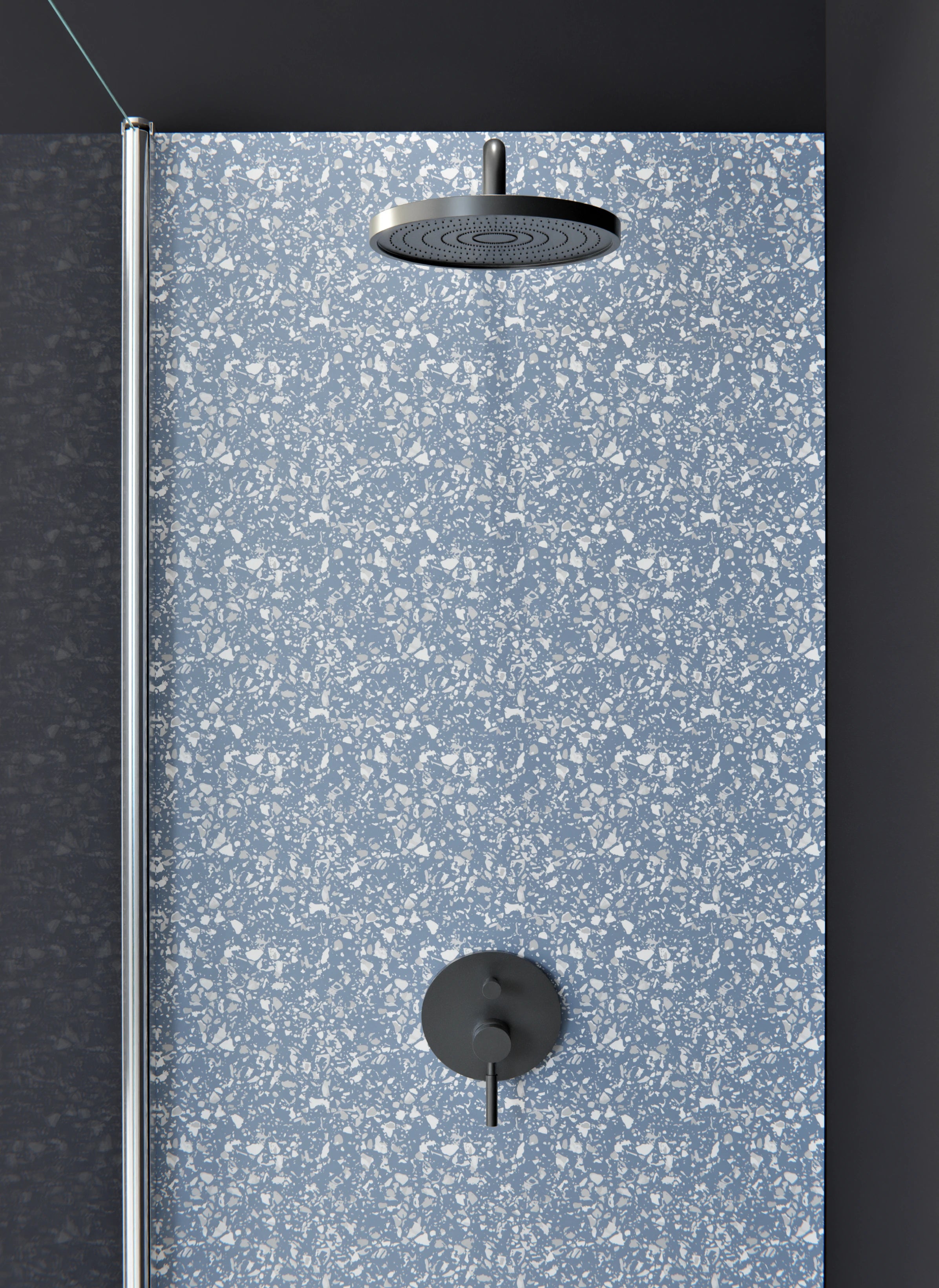 Duschrückwand - Pietre - Terrazzo - Azzurro polvere